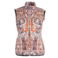 View Details Etro Orange Paisley Printed Quilted Puffer Vest S 100% AUTHENTIC