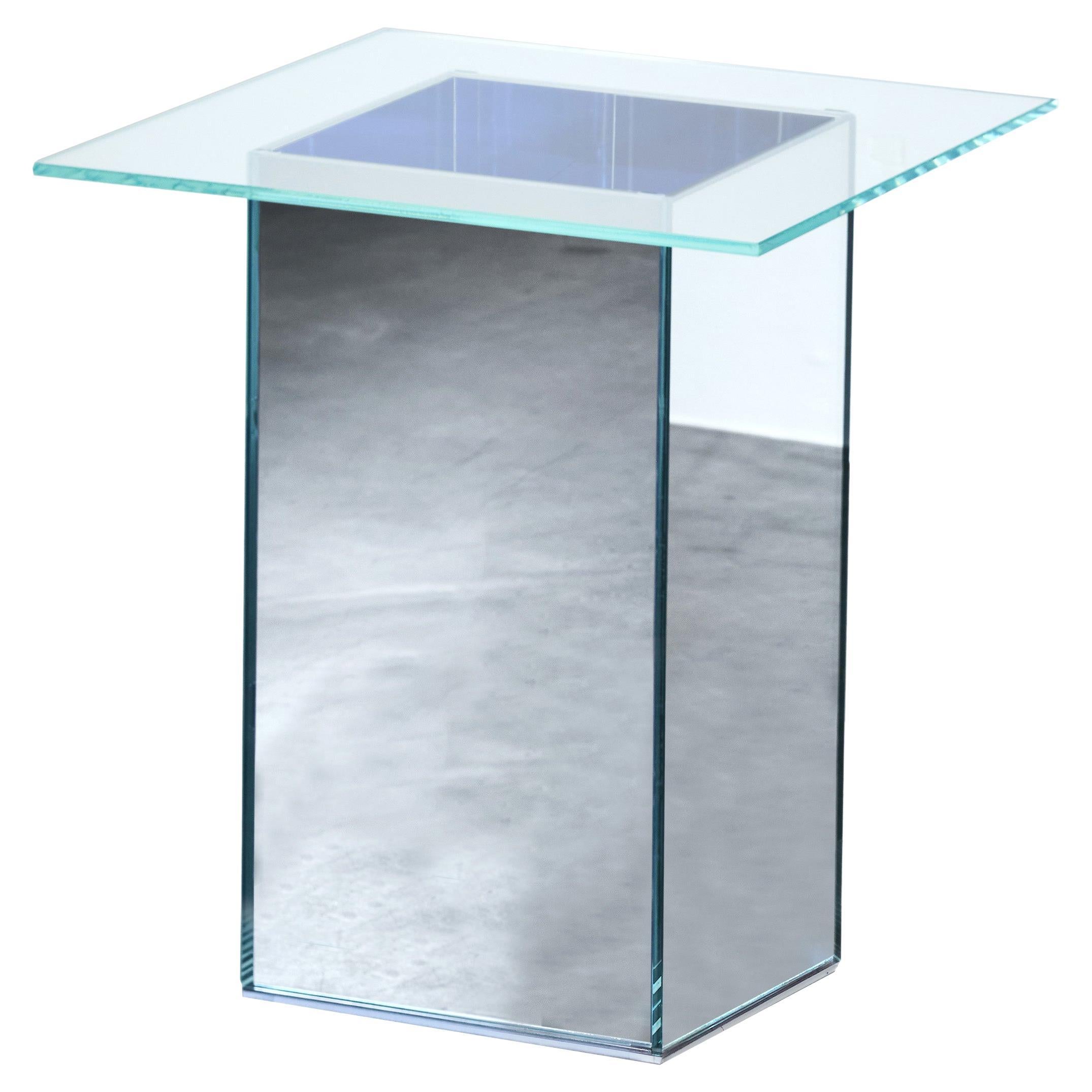 VIEW Glass Mirror Tea Side Table by Caroline Chao For Sale