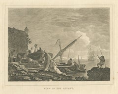 Ansicht der Levante, osmanischer Hafen und Festung, antiker Stich, um 1820