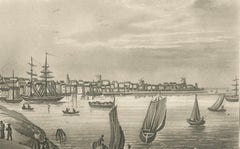 View of Amsterdam from the Water with Sailing Ships, Baedeker, circa 1850