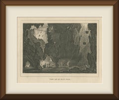View of an Iron Mine, Underground Mining Scene, Antique Engraving, circa 1820