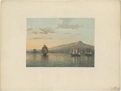 View of Anjer near the Krakatoa Volcano, Sunda Strait – Java Lithograph, 1872