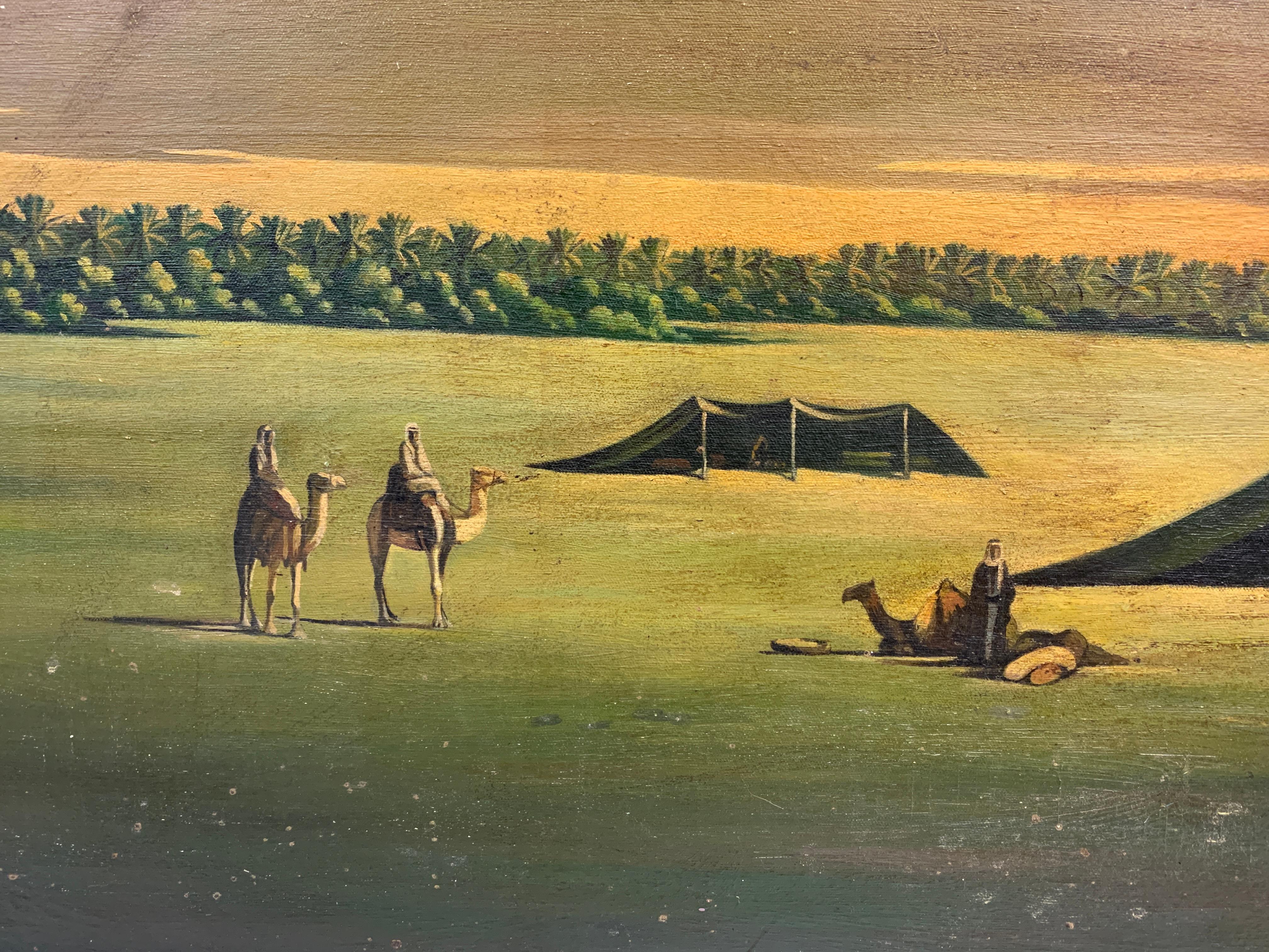 Irakien View of Bedieh « the Wilderness », huile sur toile de Abdul Kadir Al Rassam en vente