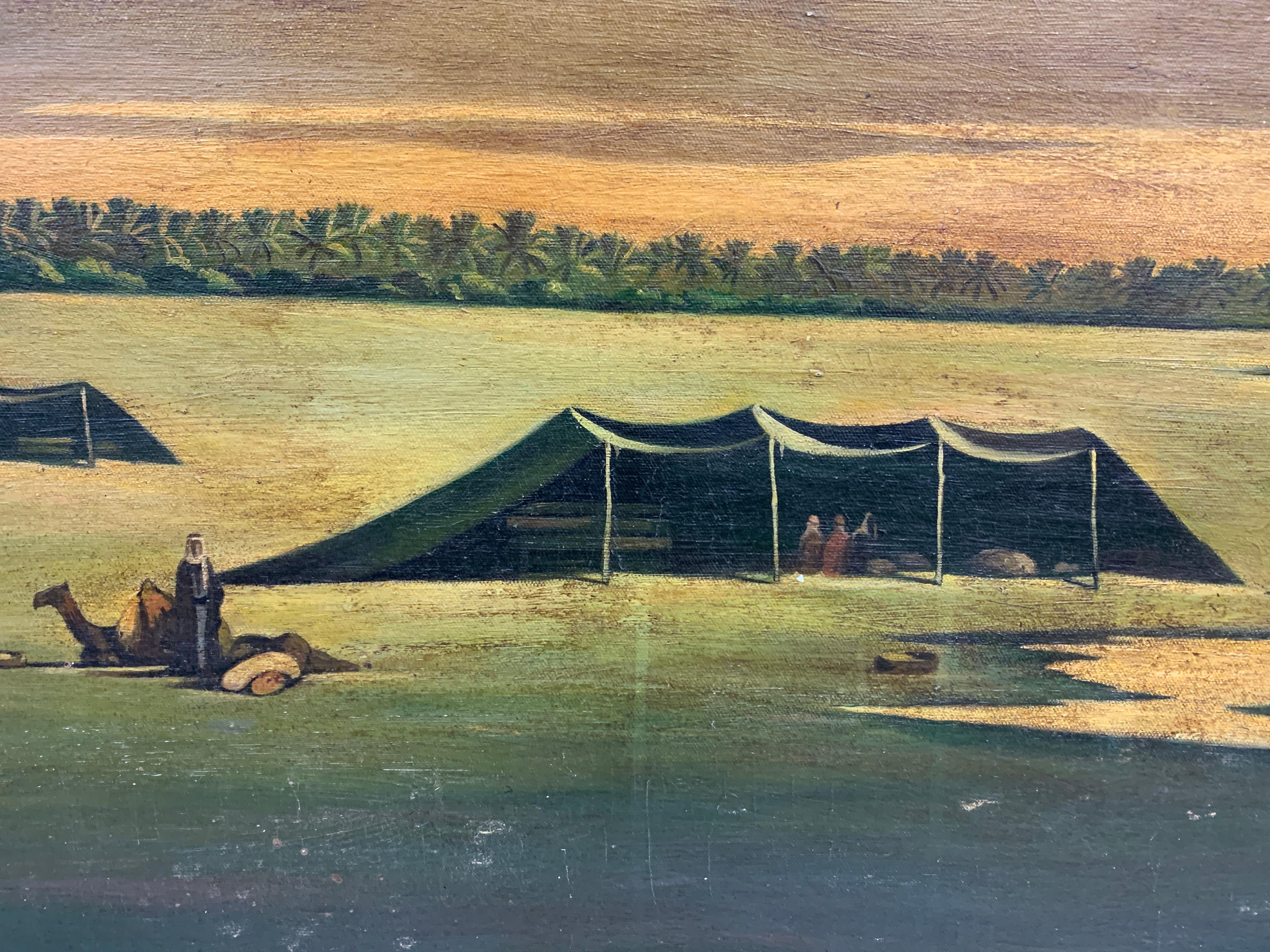 View of Bedieh « the Wilderness », huile sur toile de Abdul Kadir Al Rassam État moyen - En vente à London, GB