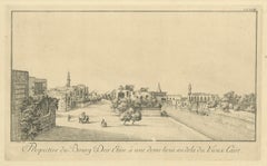 View of Deir el-Tin near Old Cairo – Antique Egypt City Engraving, circa 1755