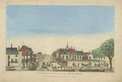 View of Delft Canal to The Hague – Hand-Colored Optical Print, Paris, c.1760