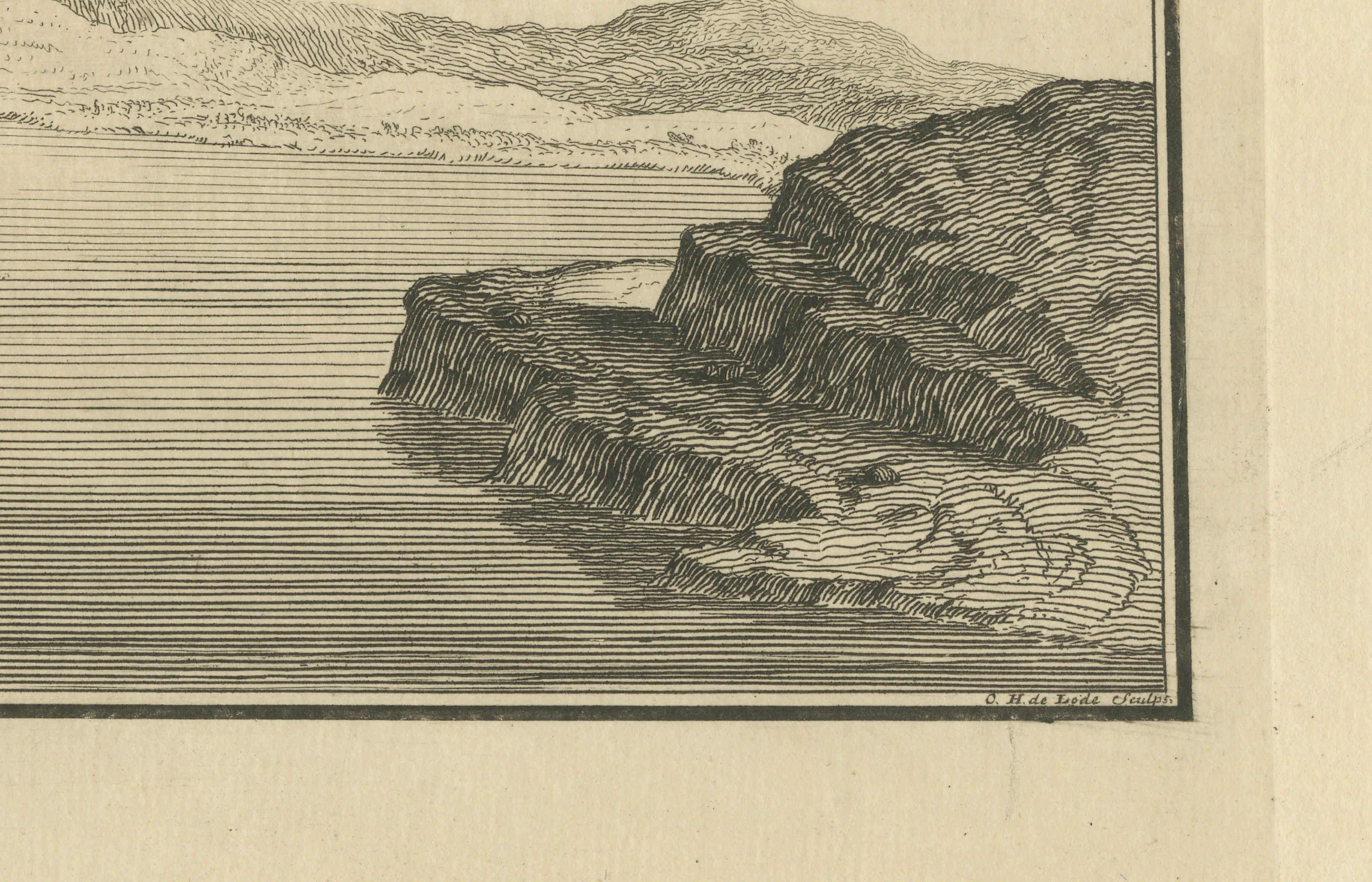 View of Derri on the Nile – Antique Egypt Panoramic Engraving, c.1755