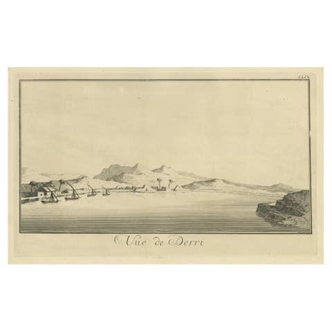 View of Derri on the Nile – Antique Egypt Panoramic Engraving, c.1755