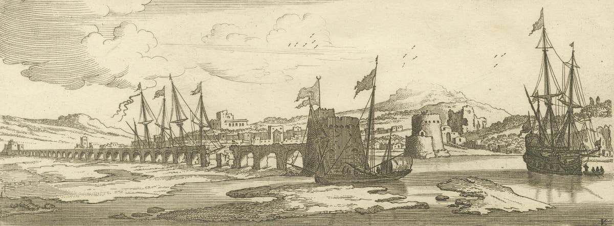 View of Fanar in the Aegean Archipelago with Bridge and Ships, ca. 1680