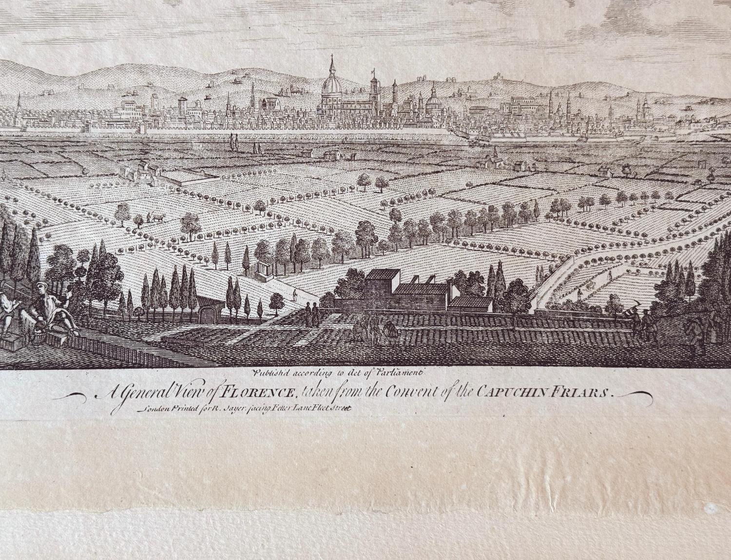 Paper View of Florence Acqua Forte Etching, 1800s For Sale
