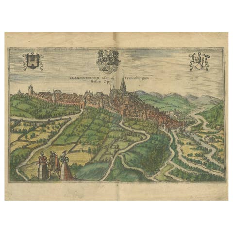 View of Frankenberg: Braun & Hogenberg's Historic Bird's-Eye Map, 1599