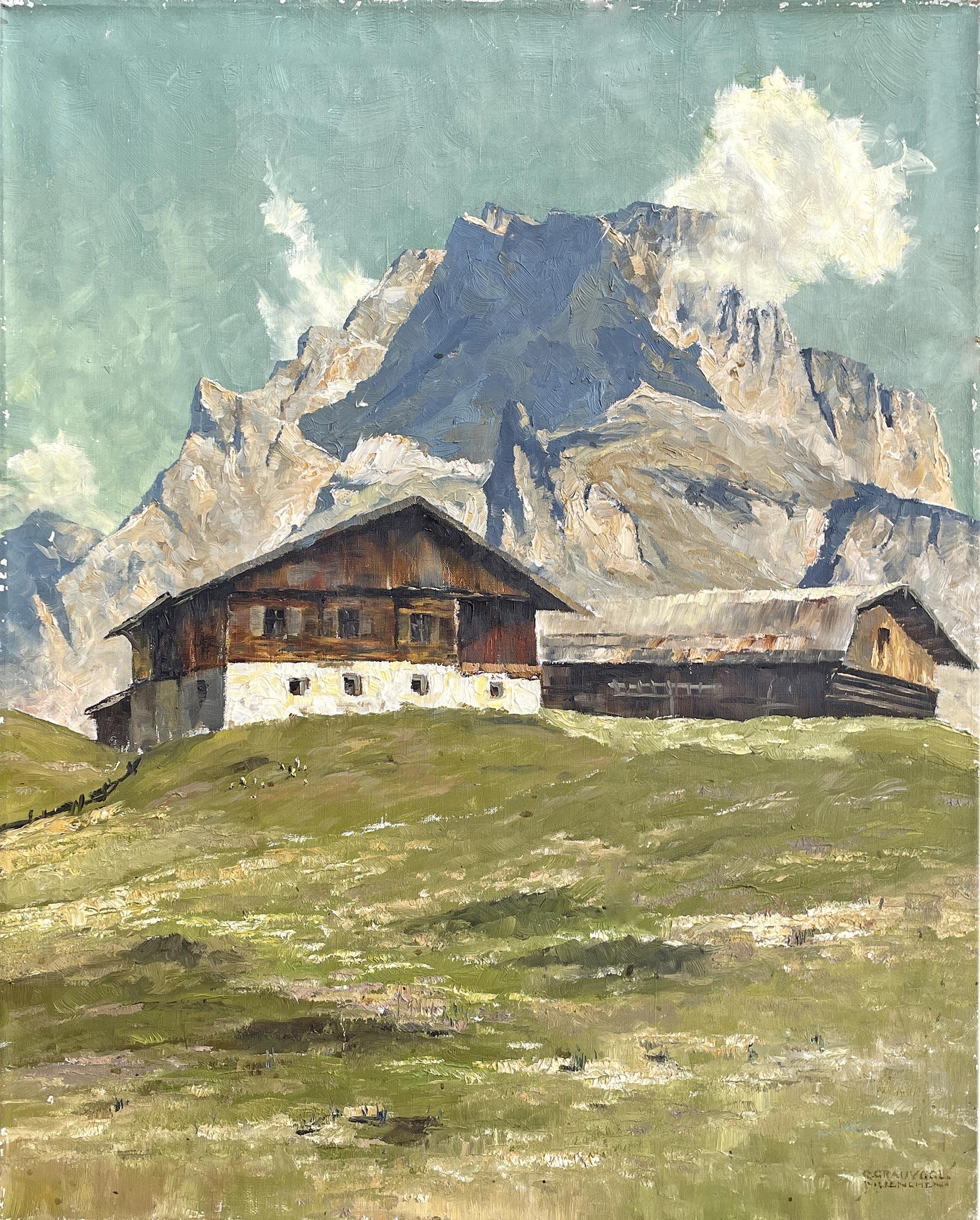 View of Gardena Pass Italian Dolomites Oil on Canvas by Georg Grauvogl  11