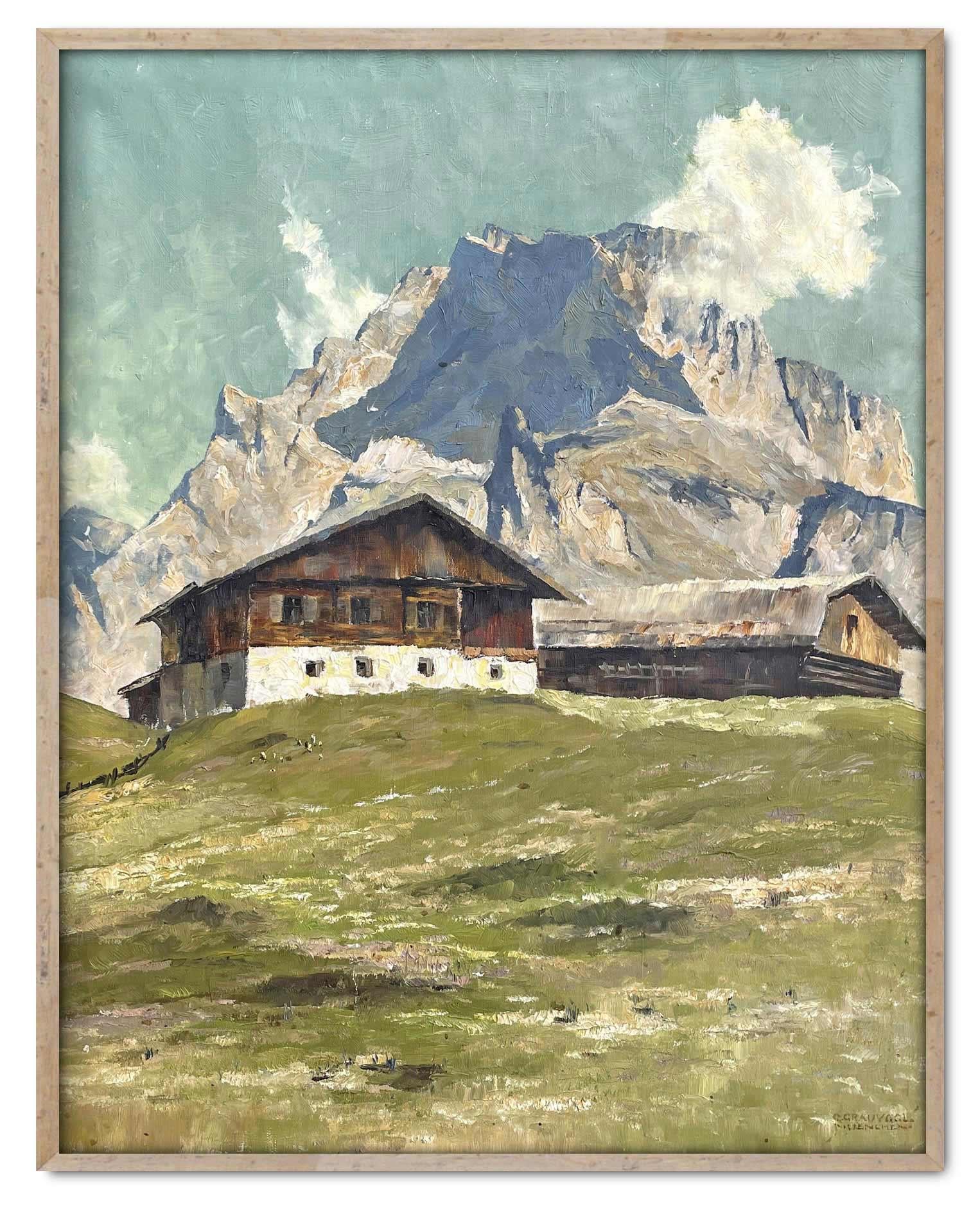 View of Gardena Pass Italian Dolomites Oil on Canvas by Georg Grauvogl  12