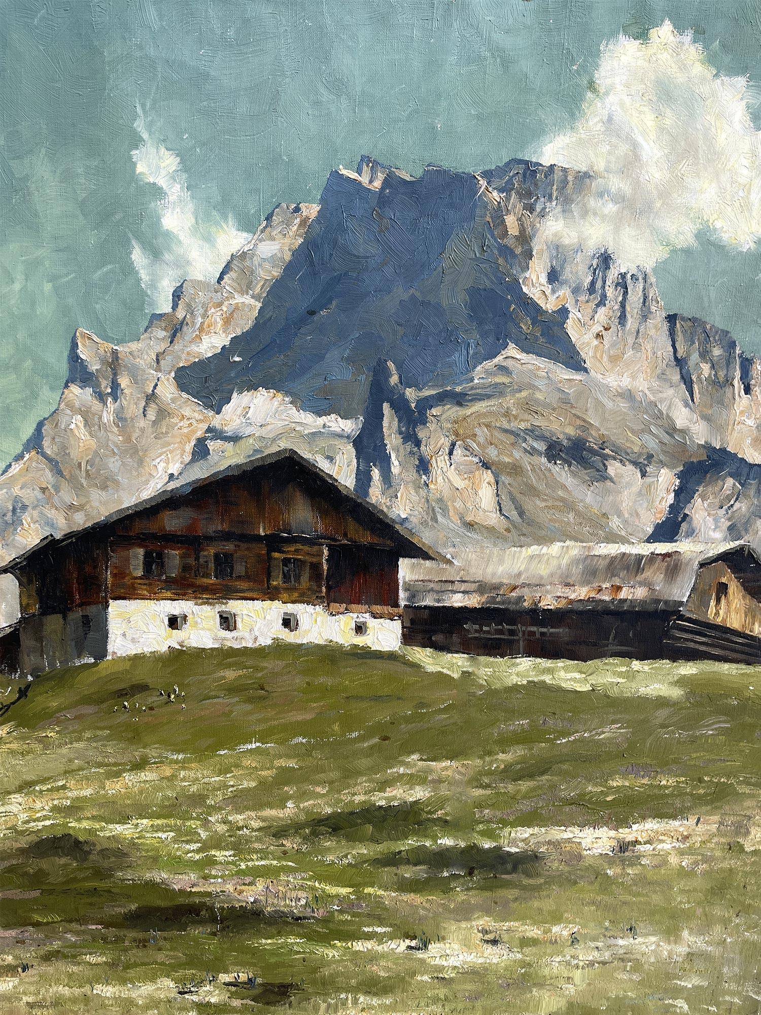 View of Gardena Pass Italian Dolomites Oil on Canvas by Georg Grauvogl  1