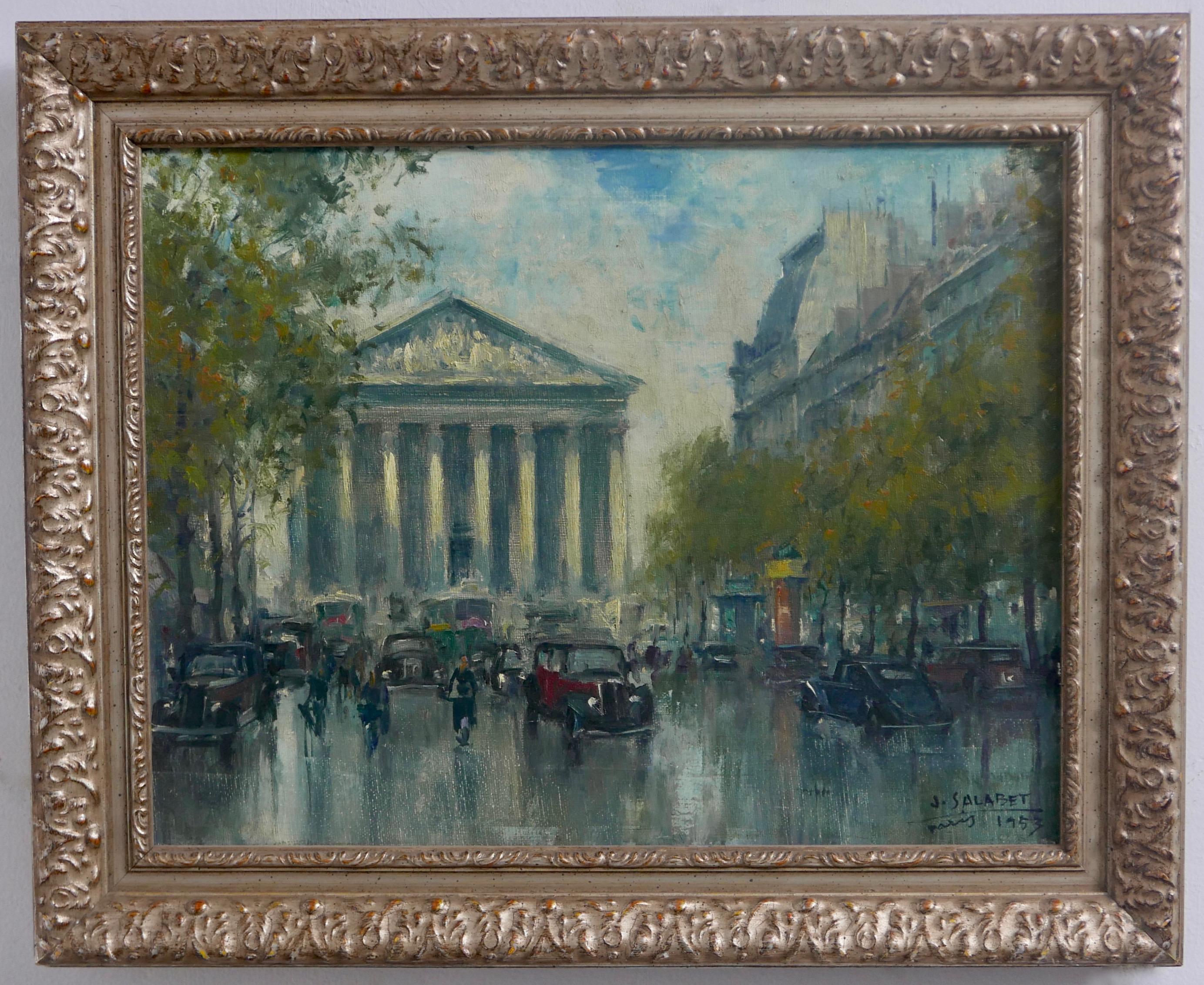 A charming oil on canvas painting of 'La Madeleine' by Jean Salabet.
Signed LR : J. Salabet, Paris, 1953
Measures: 11 x 14 unframed

Jean Salabet was a French, 20th century artist born in 1900. Salabet was a Parisian painter mostly known for his