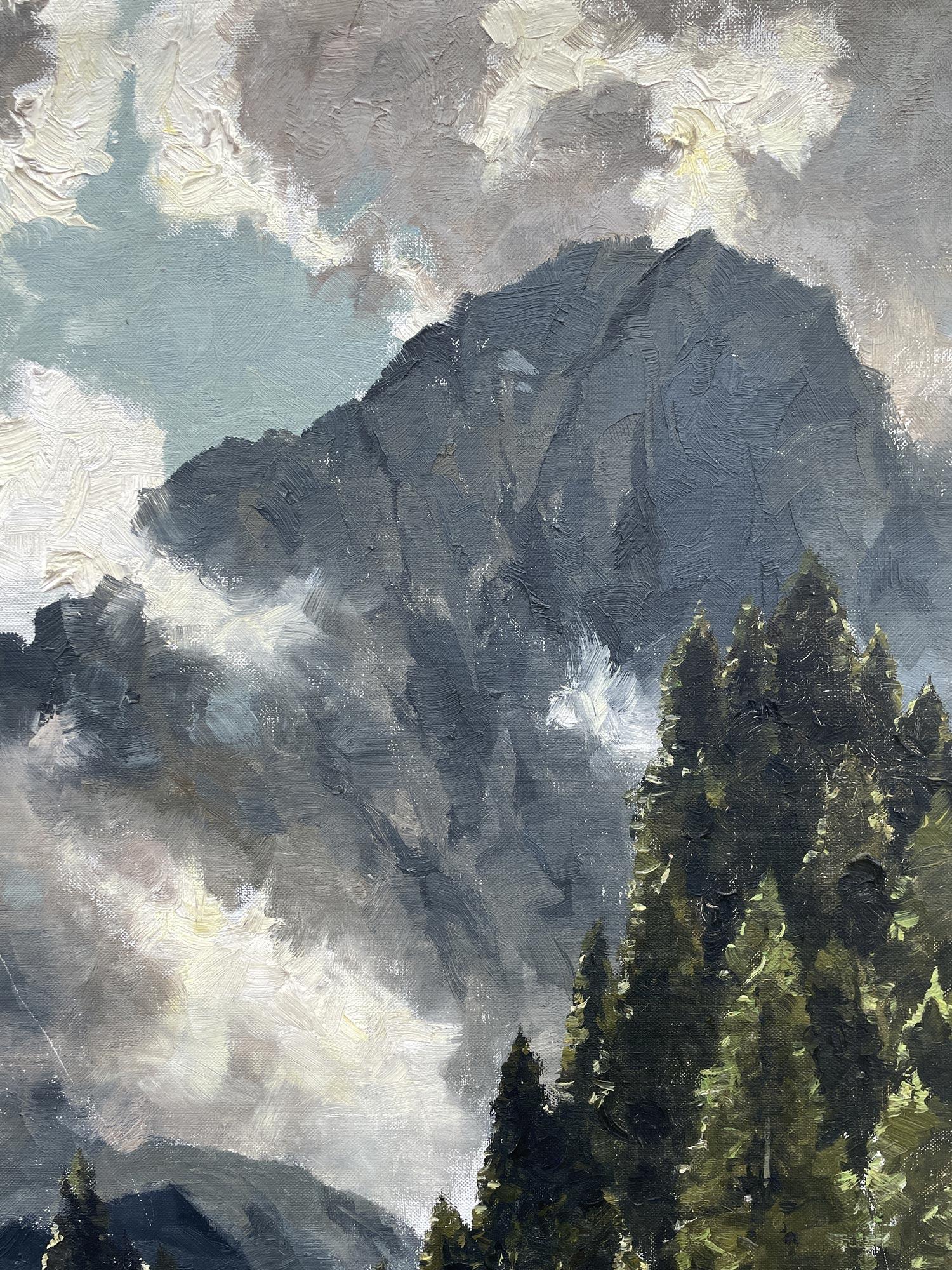 View of Lake Limides Italian Dolomites Oil on Canvas by Georg Grauvogl 2