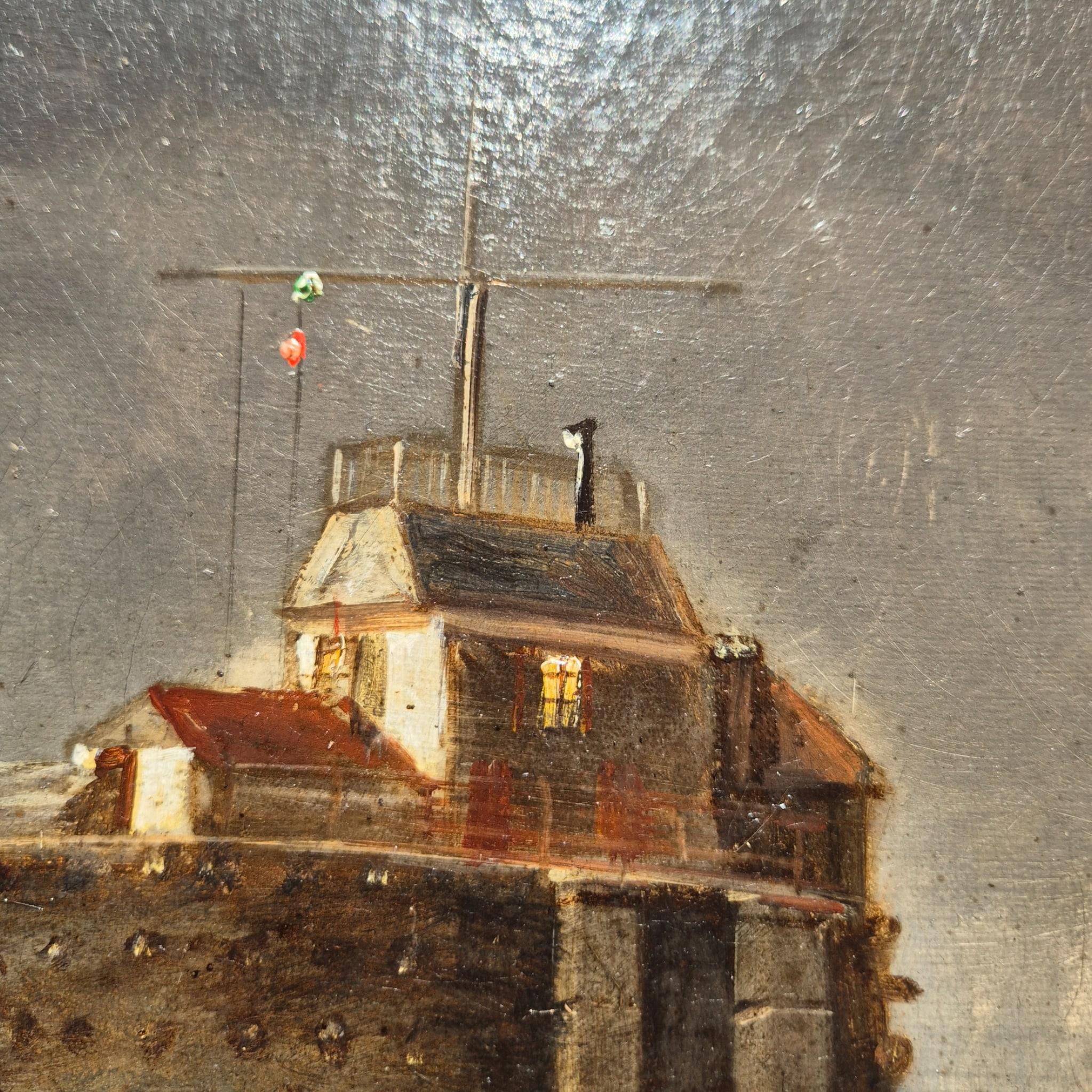Ansicht von Le Havre, Frankreich, Öl auf Leinwand Marinegemälde, signiert Ed. Adams, 1904 im Angebot 4