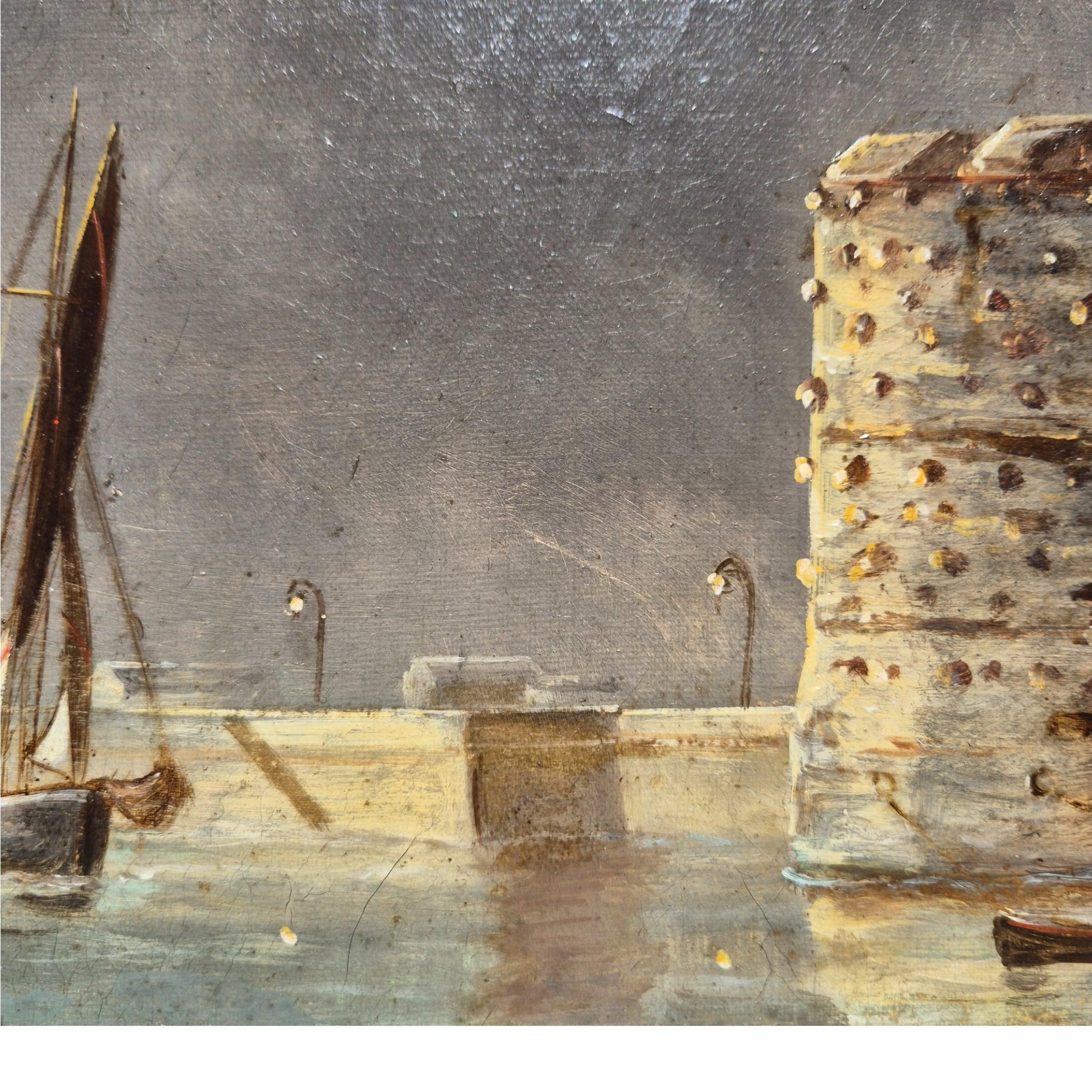 Ansicht von Le Havre, Frankreich, Öl auf Leinwand Marinegemälde, signiert Ed. Adams, 1904 im Angebot 5
