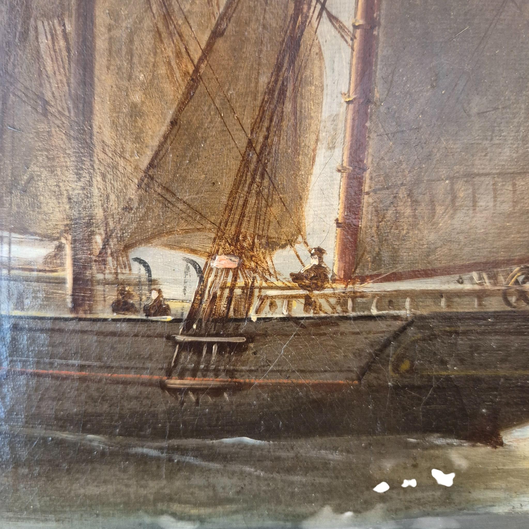 Ansicht von Le Havre, Frankreich, Öl auf Leinwand Marinegemälde, signiert Ed. Adams, 1904 im Angebot 11