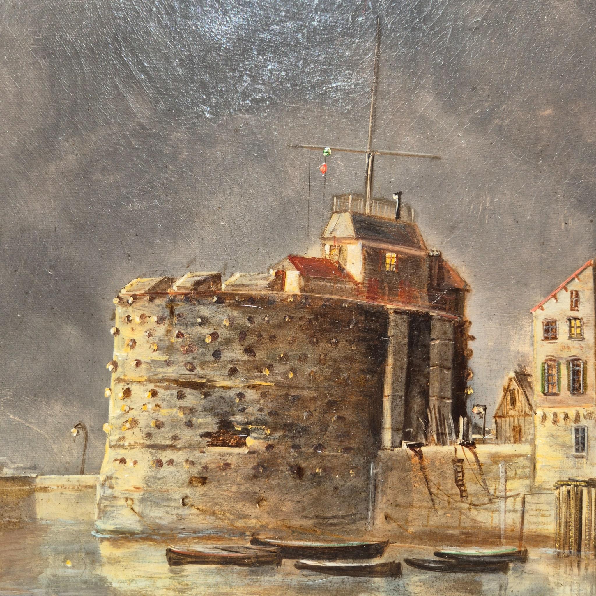 Ansicht von Le Havre, Frankreich, Öl auf Leinwand Marinegemälde, signiert Ed. Adams, 1904 im Angebot 3
