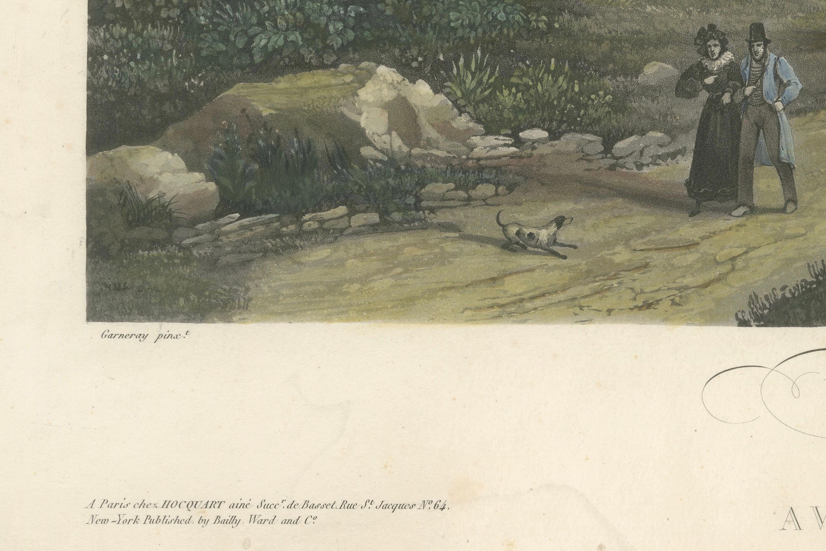 Ansicht von New York City von Weehawken, seltener handkolorierter Aquatinta-Druck aus dem Jahr 1834 im Angebot 1