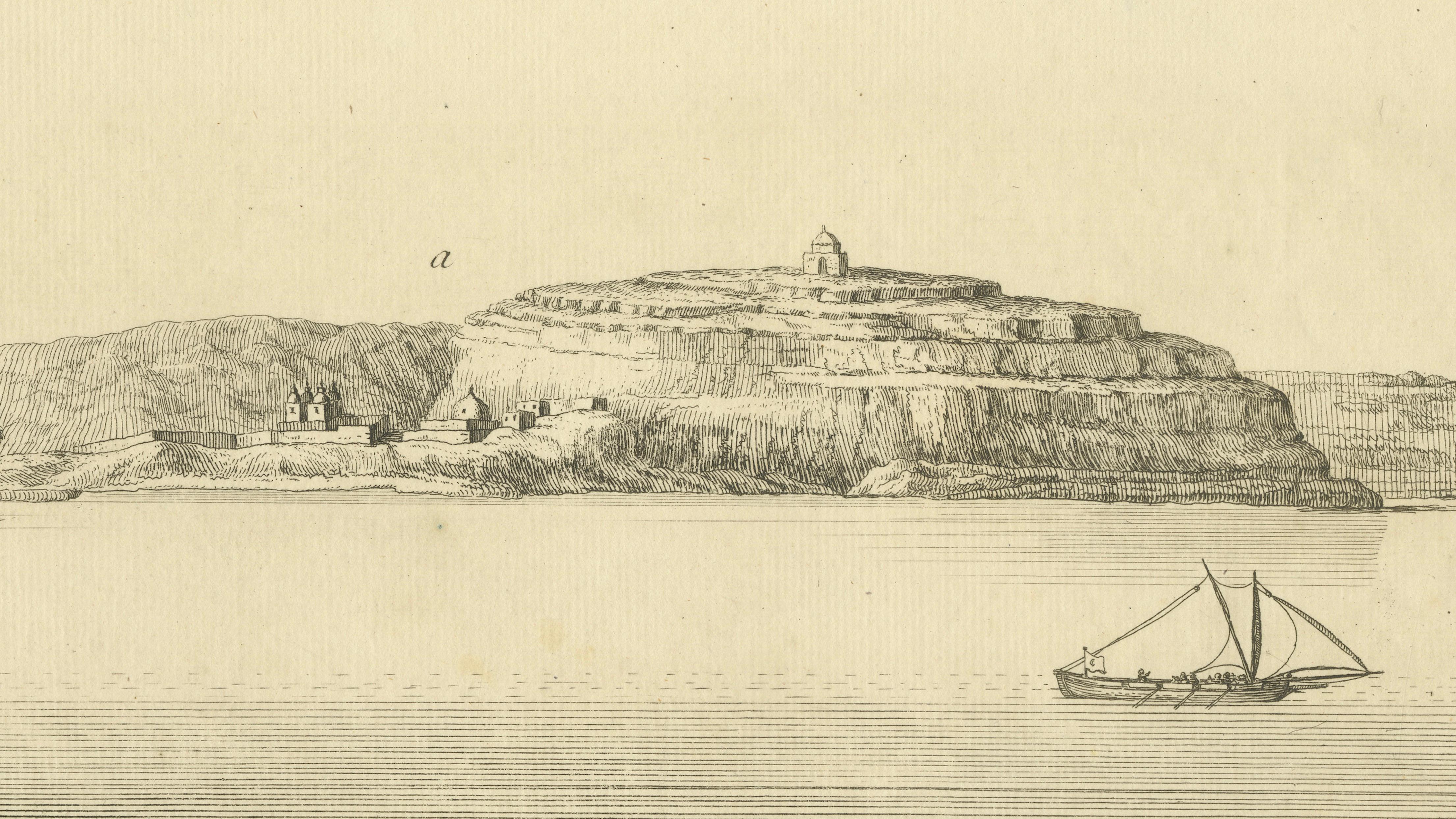 View of Nezlet Abonour on the Nile – Antique Egypt Landscape Engraving, c.1755