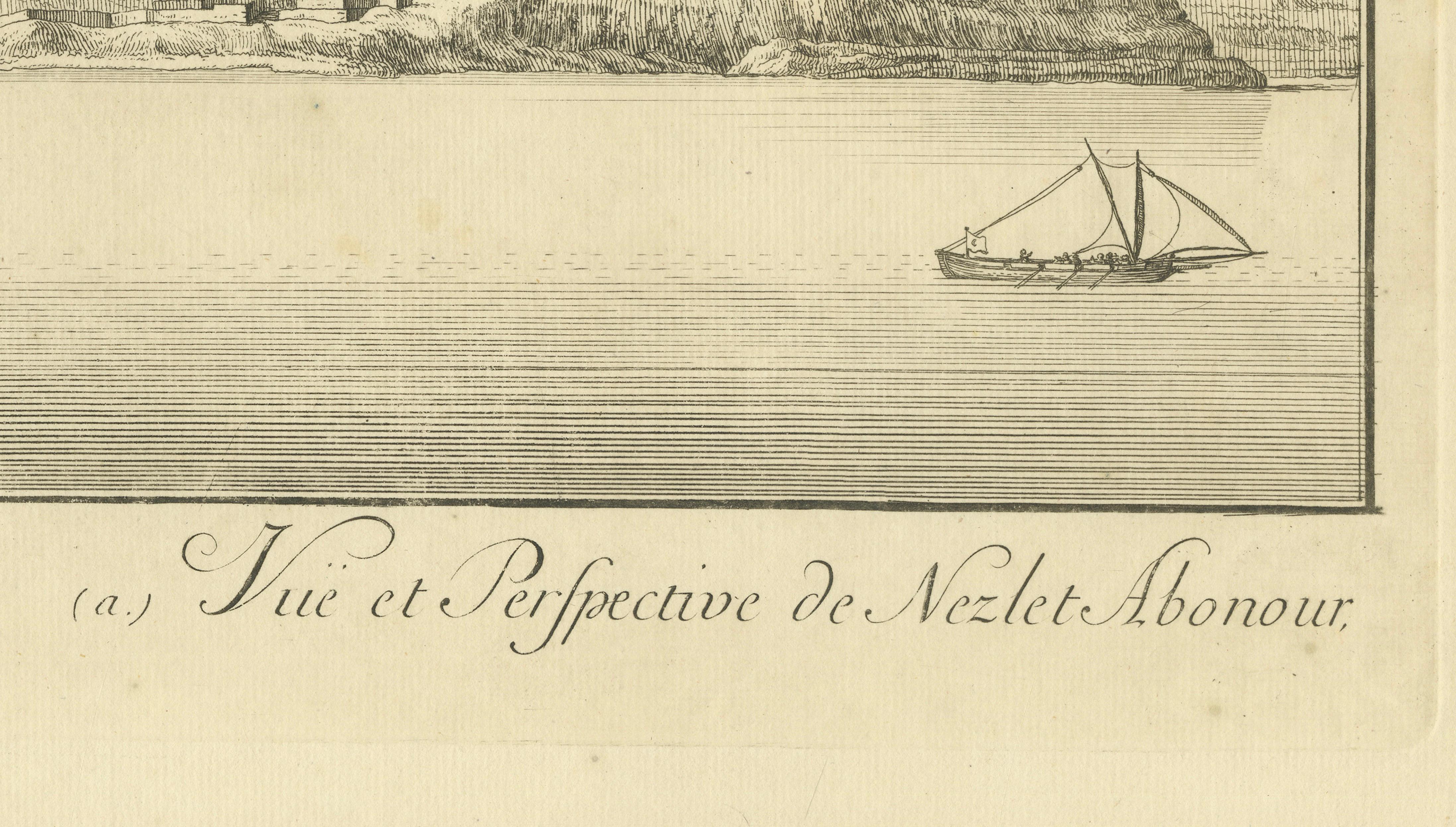 View of Nezlet Abonour on the Nile – Antique Egypt Landscape Engraving, c.1755