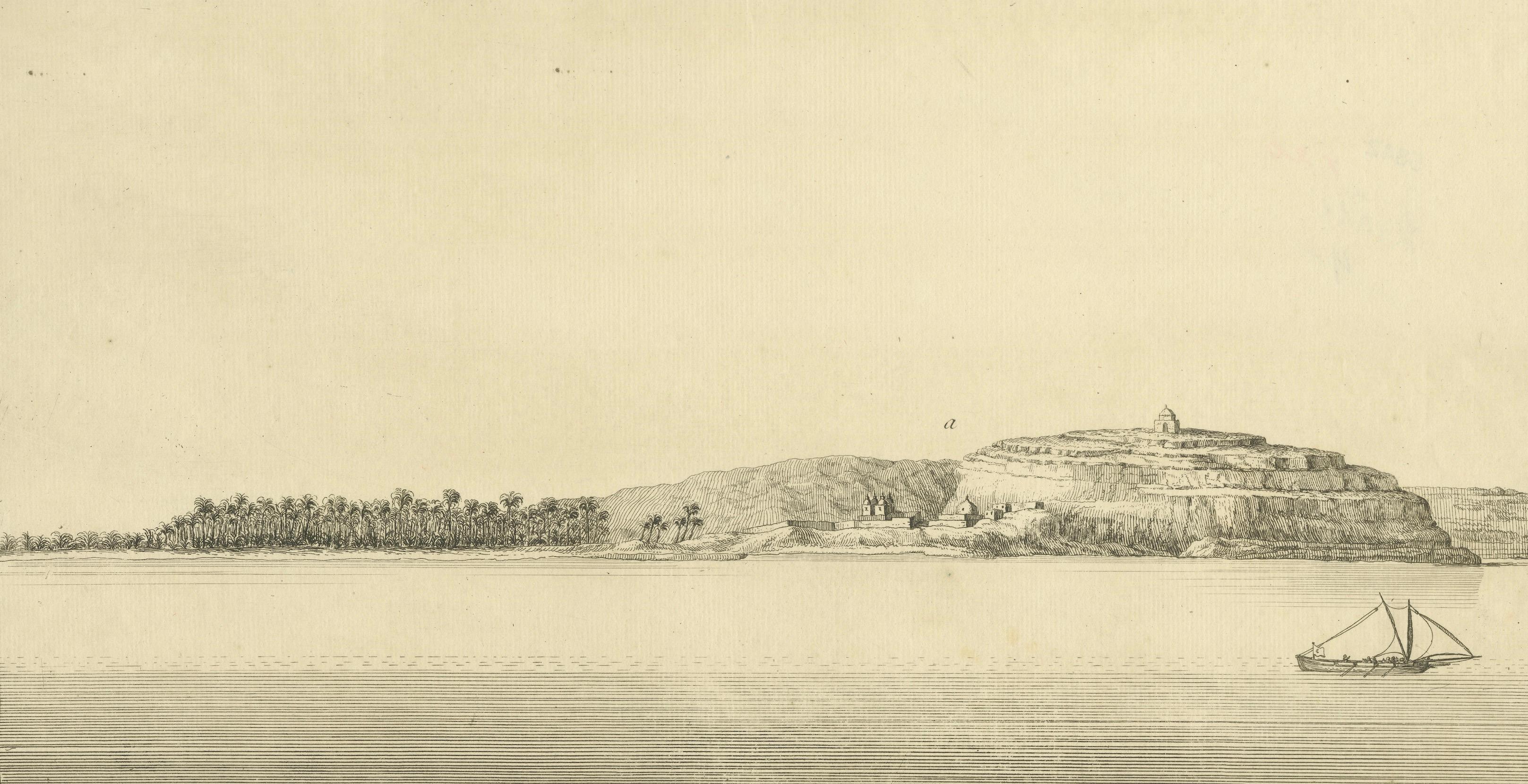 View of Nezlet Abonour on the Nile – Antique Egypt Landscape Engraving, c.1755