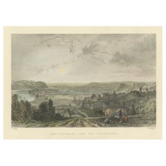 Vista de Nottingham y el río Trent en un grabado en acero, 1836