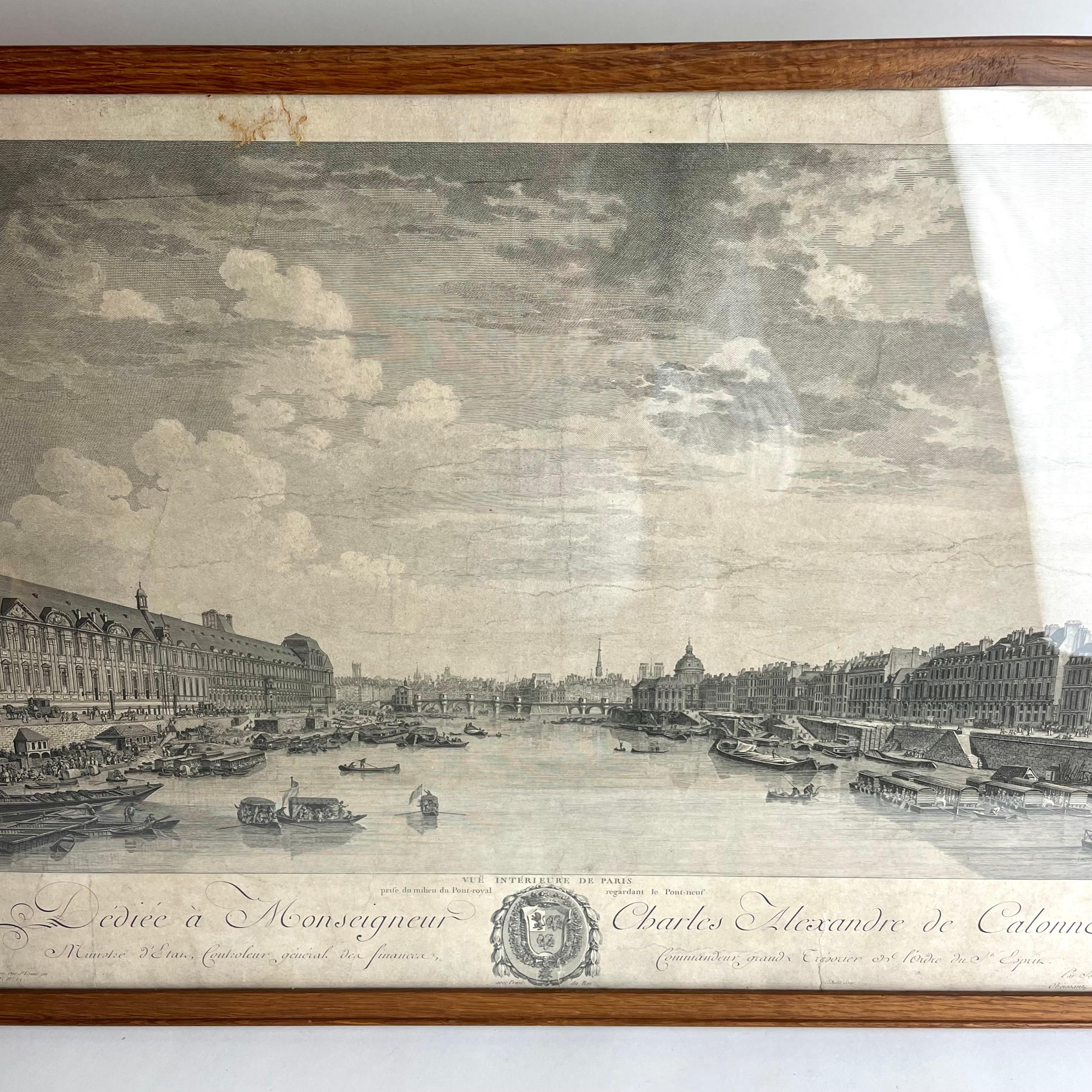 Ansicht von Paris von Pont-Royal bis Pont-Neuf, Kupferstich von Berthault, 1786 (Louis XVI.) im Angebot