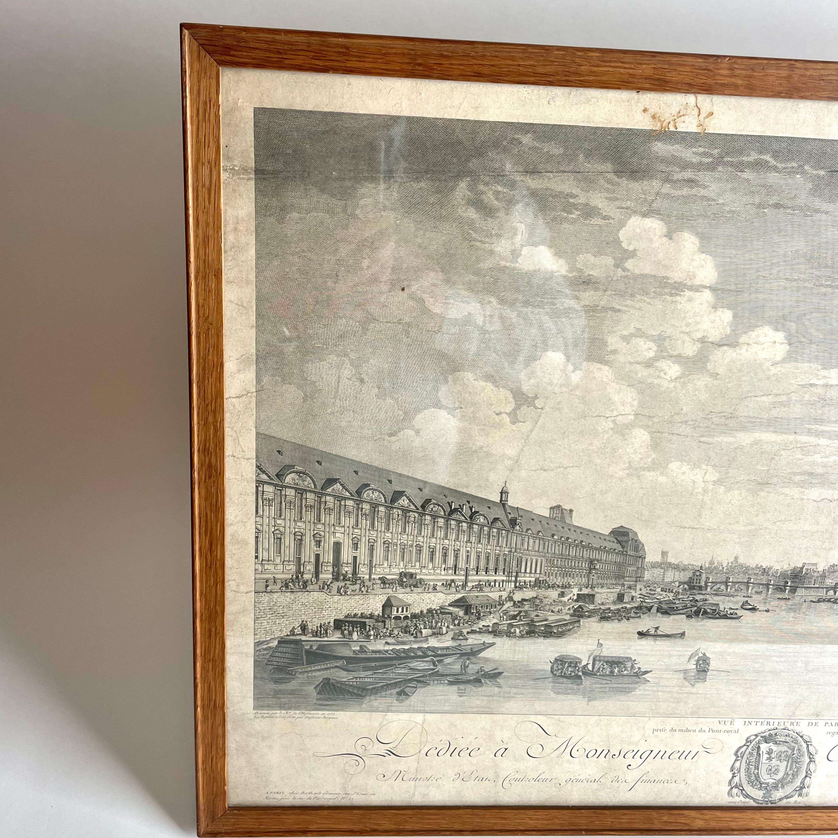 Ansicht von Paris von Pont-Royal bis Pont-Neuf, Kupferstich von Berthault, 1786 (Französisch) im Angebot