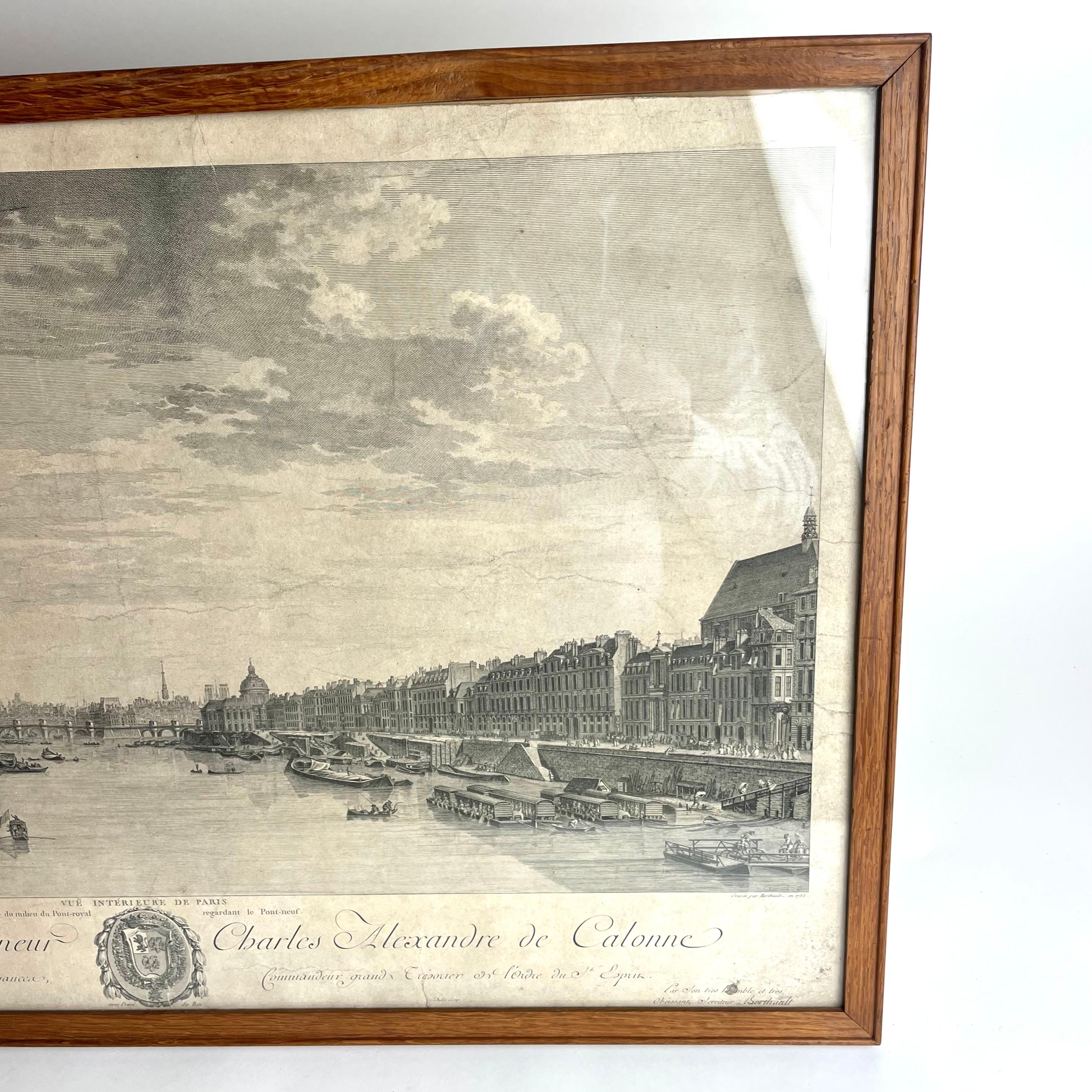 Ansicht von Paris von Pont-Royal bis Pont-Neuf, Kupferstich von Berthault, 1786 (Graviert) im Angebot