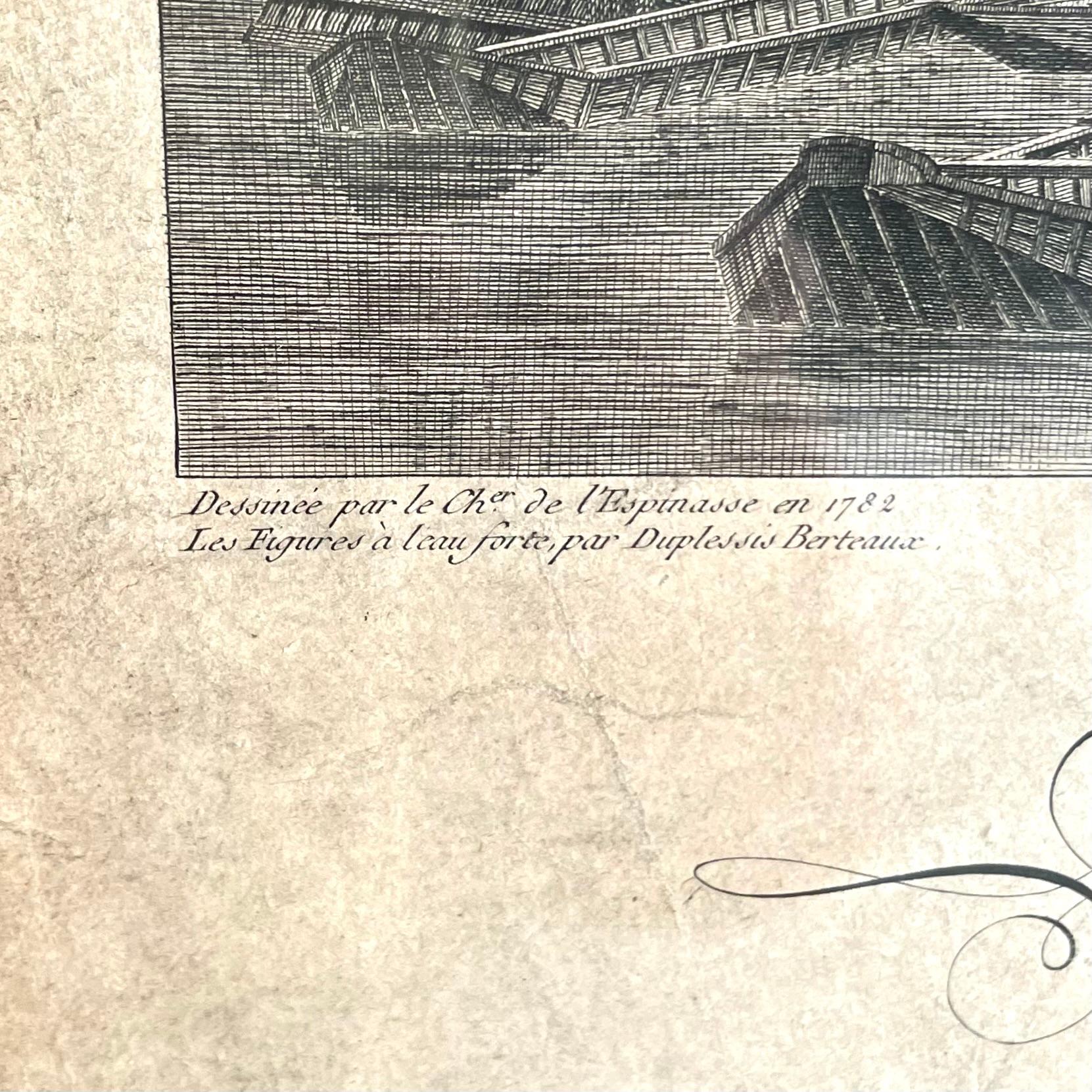 Ansicht von Paris von Pont-Royal bis Pont-Neuf, Kupferstich von Berthault, 1786 (Eichenholz) im Angebot