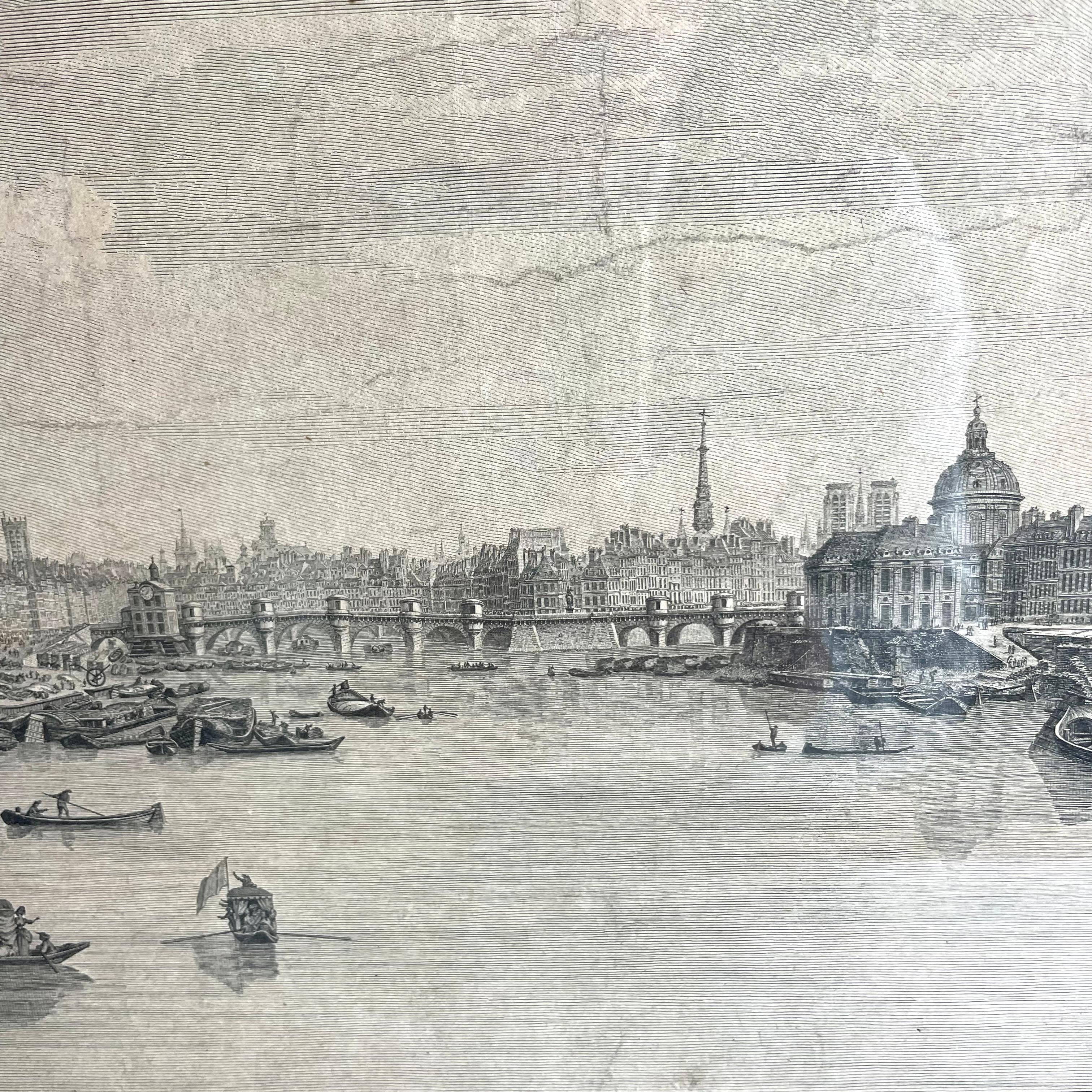 Ansicht von Paris von Pont-Royal bis Pont-Neuf, Kupferstich von Berthault, 1786 im Angebot 1