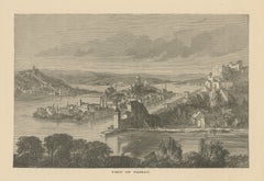 View of Passau on the Danube, Antique Engraving, circa 1880