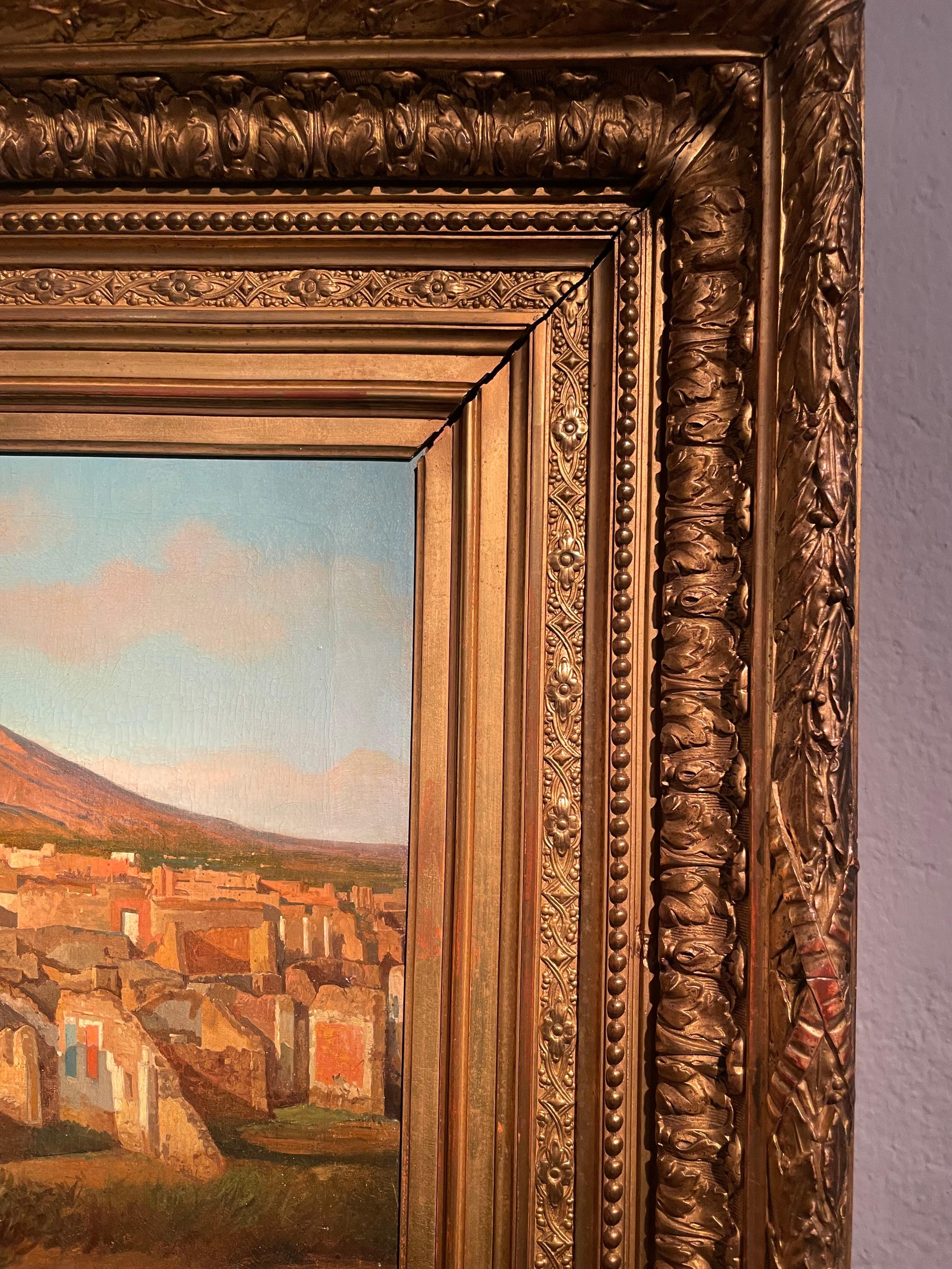 „View of Pompeii“ Öl auf Leinwand. Signiert Alessandro La Volpe (1820-1867) (Italienisch) im Angebot