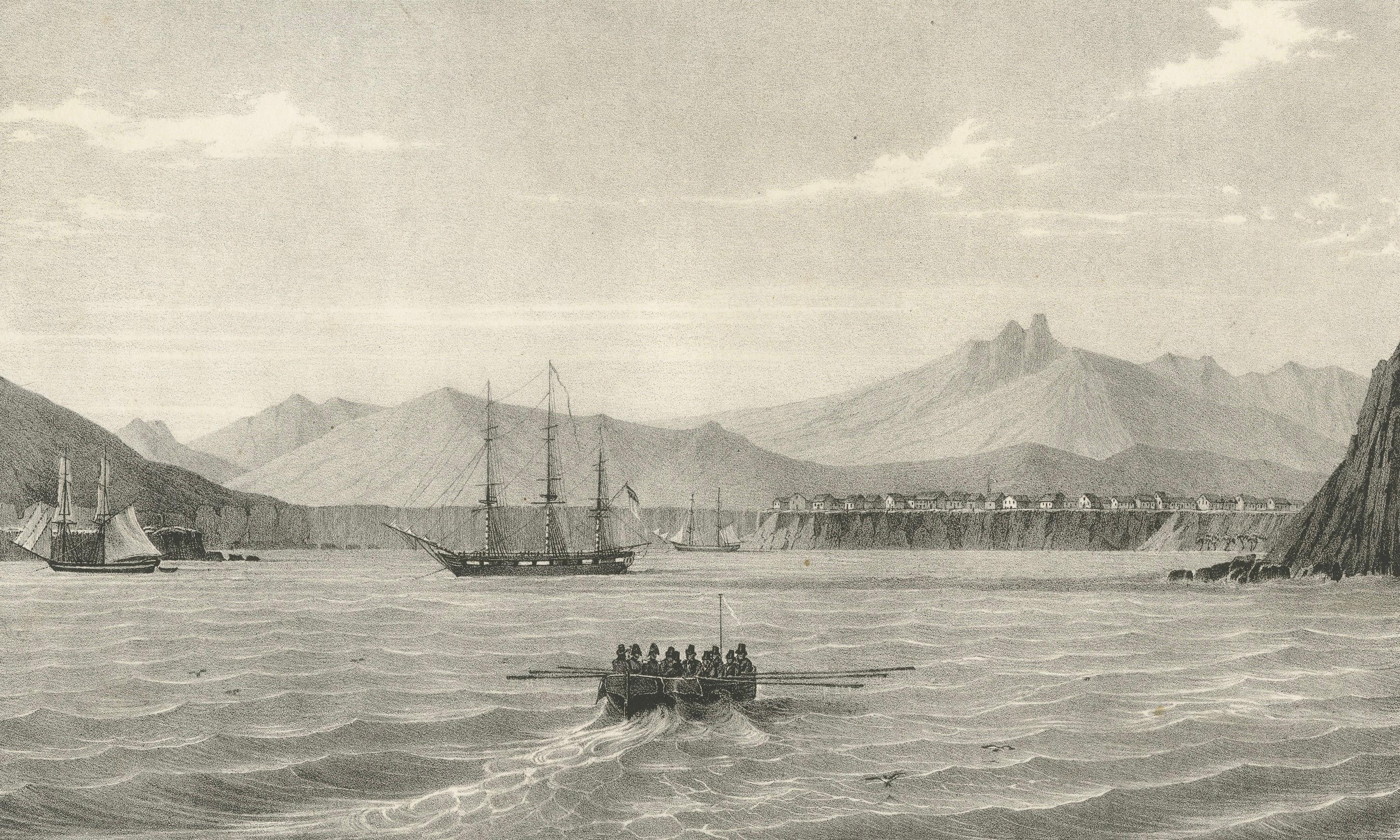 View of Porto Praya Bay, Island of St. Jago (Santiago, Cape Verde), circa 1836 For Sale 1