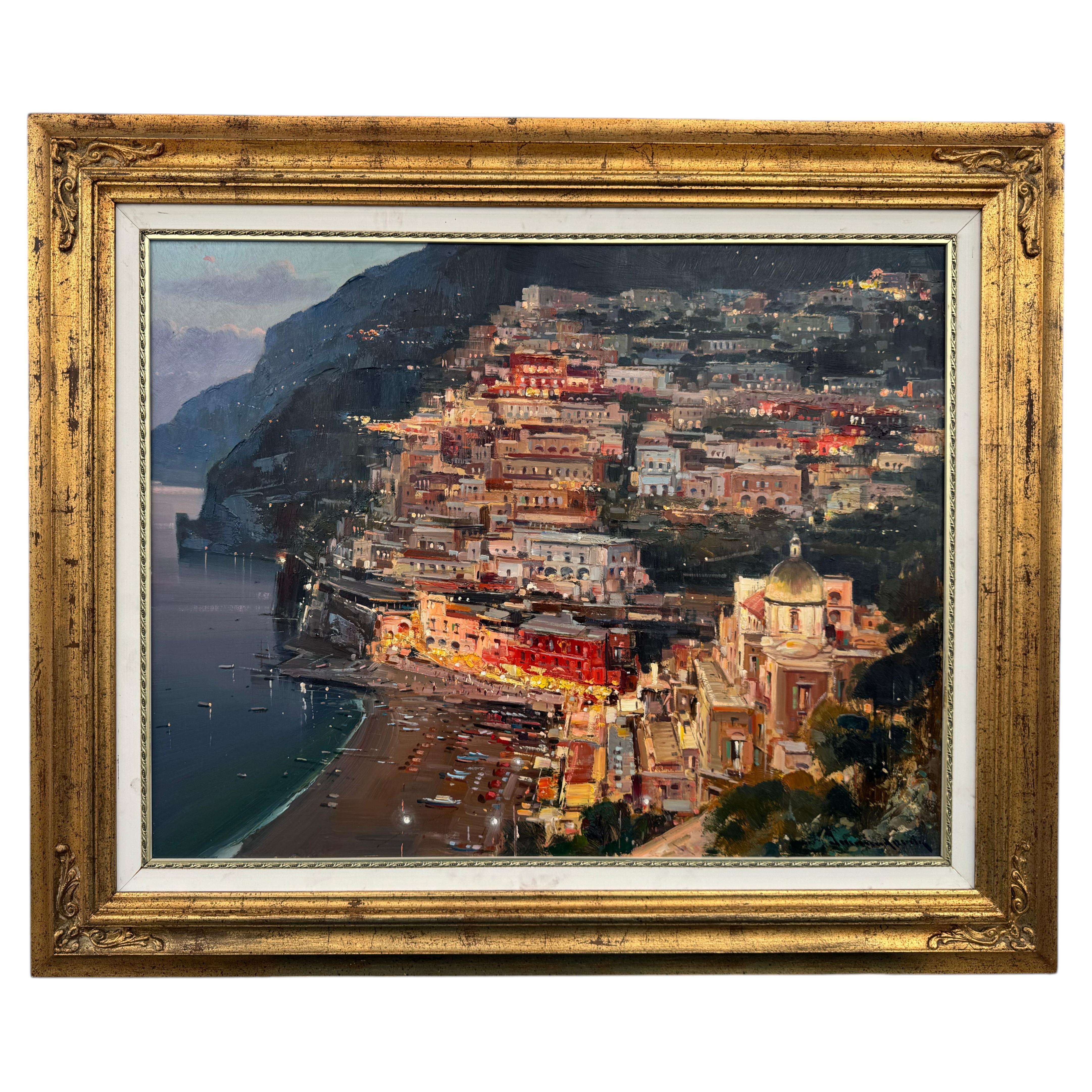 Veduta di Positano Costa d'Amalfi Italia Olio su tela