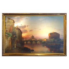 Antique View of Rome, Carl Wuttke Impressionist German Oil on Canvas Landscape Painting