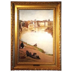 View of Rome with the Tiber River and the Ripetta Harbor, Vannutelli, Italian