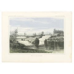 Vue des chutes de Spokane - Un paysage historique de l'État de Washington, 1856 Litho