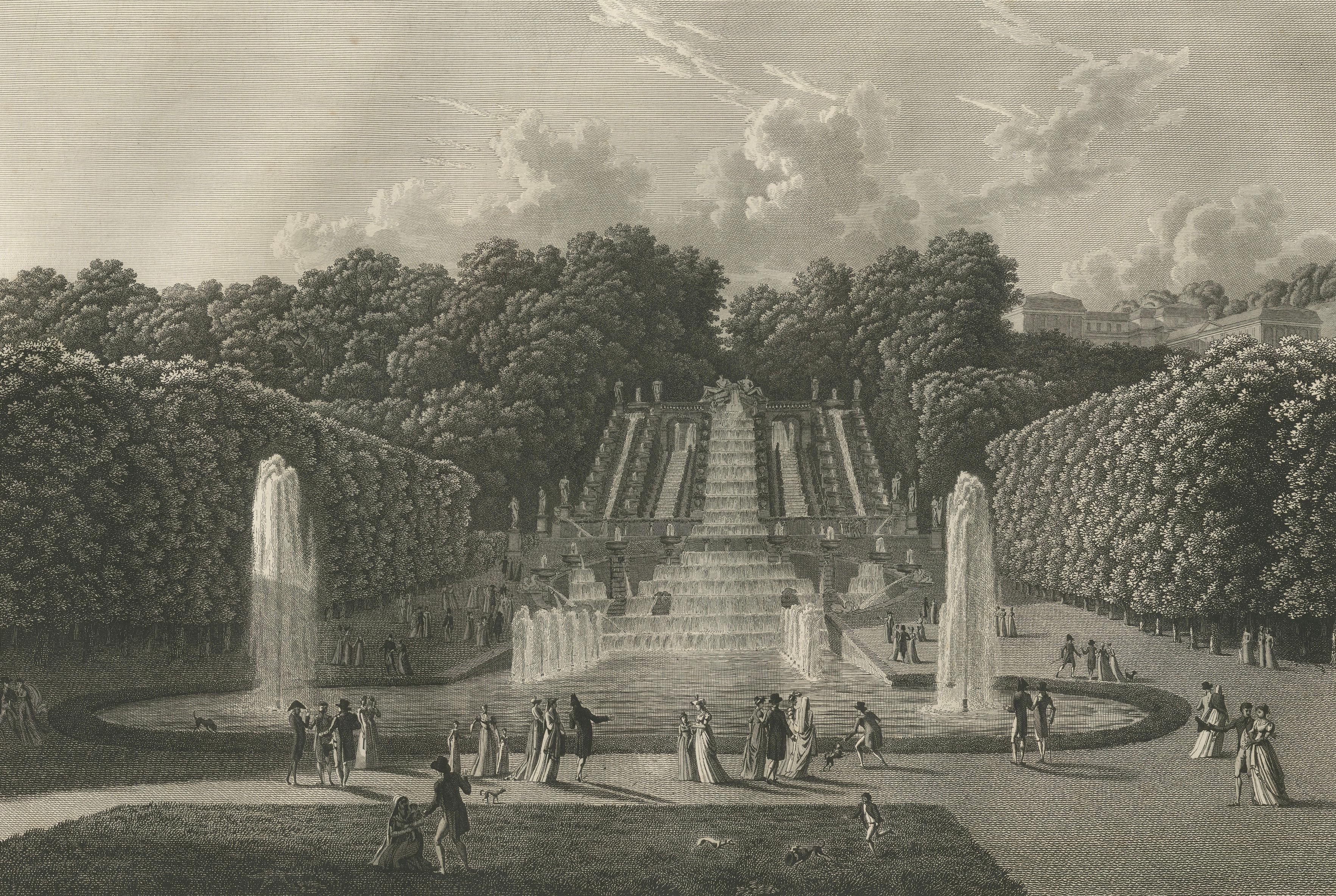 View of the Cascades at Saint-Cloud by Louis-Pierre Baltard, Paris, 1803