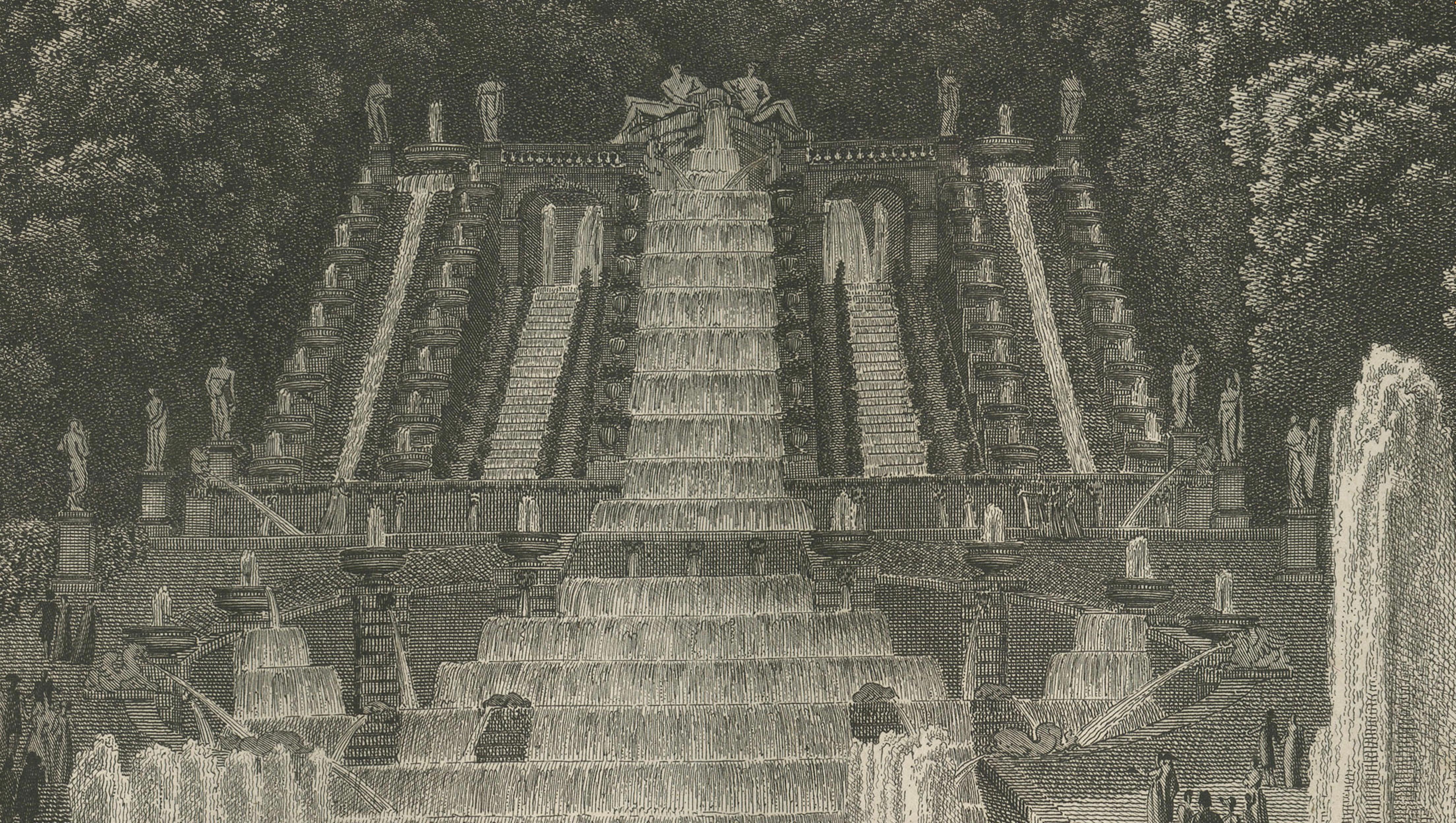 View of the Cascades at Saint-Cloud by Louis-Pierre Baltard, Paris, 1803