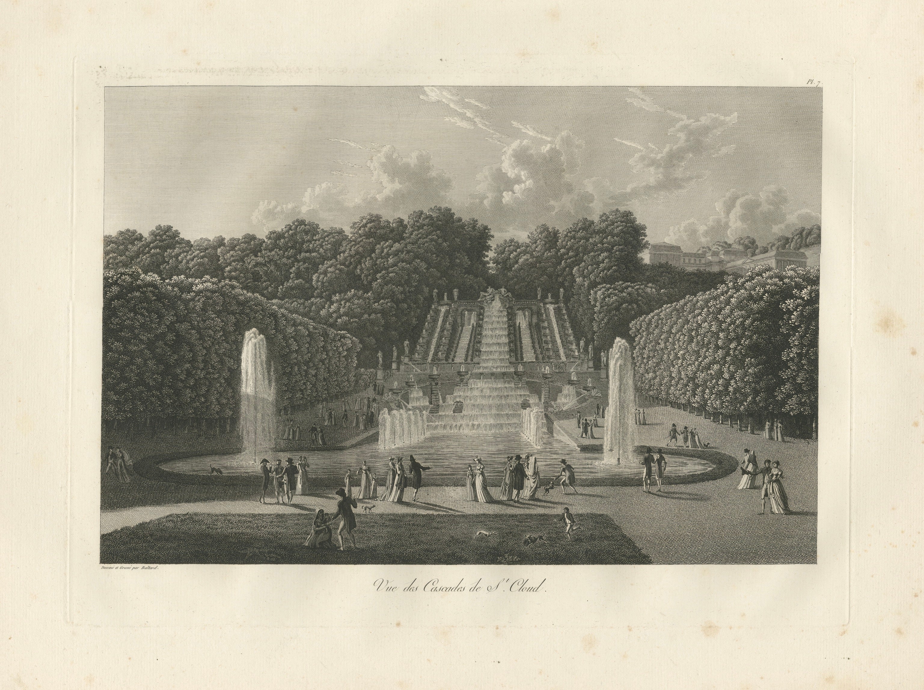 View of the Cascades at Saint-Cloud by Louis-Pierre Baltard, Paris, 1803