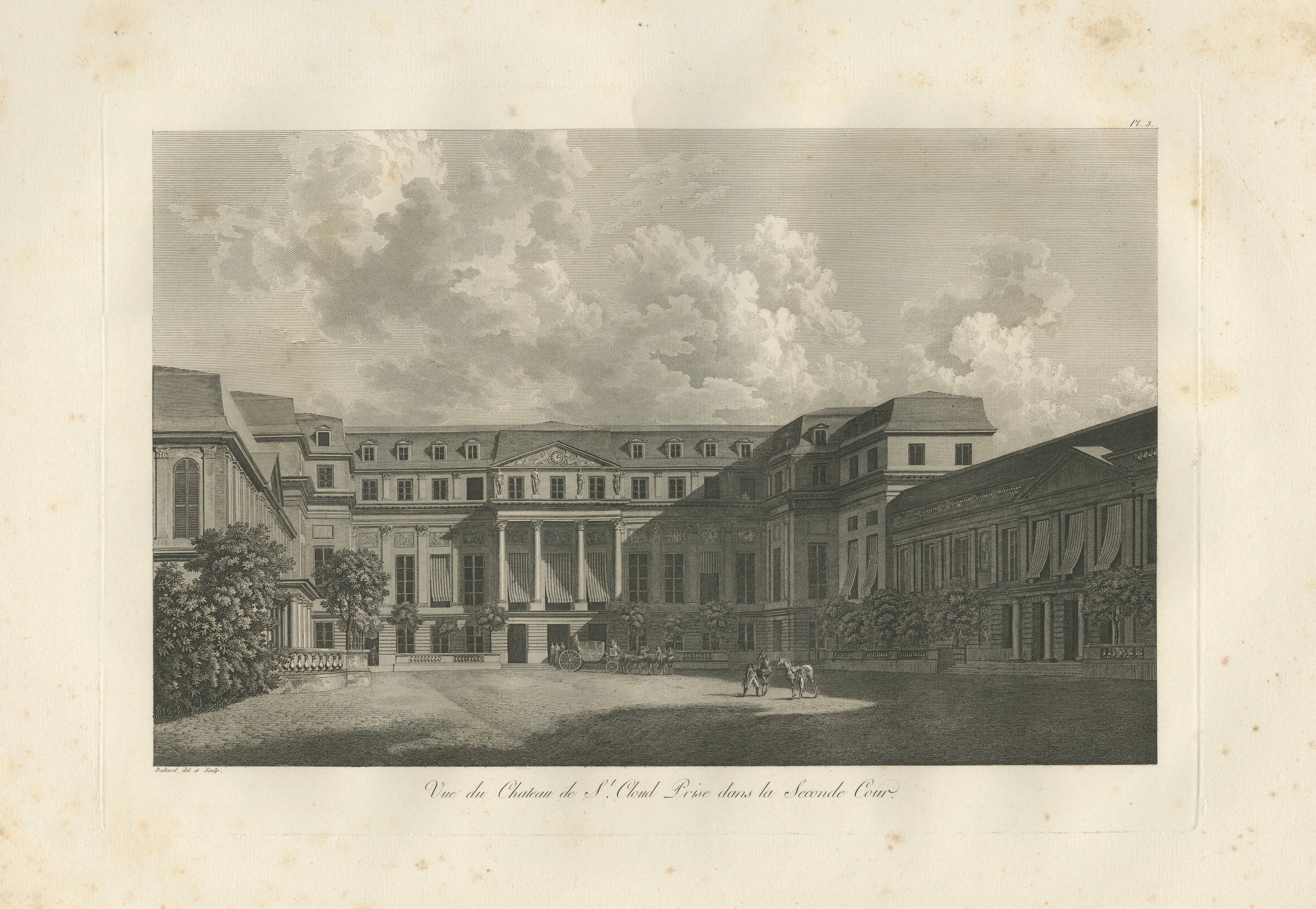 View of the Château de Saint-Cloud from the Second Courtyard, Baltard, 1803 For Sale