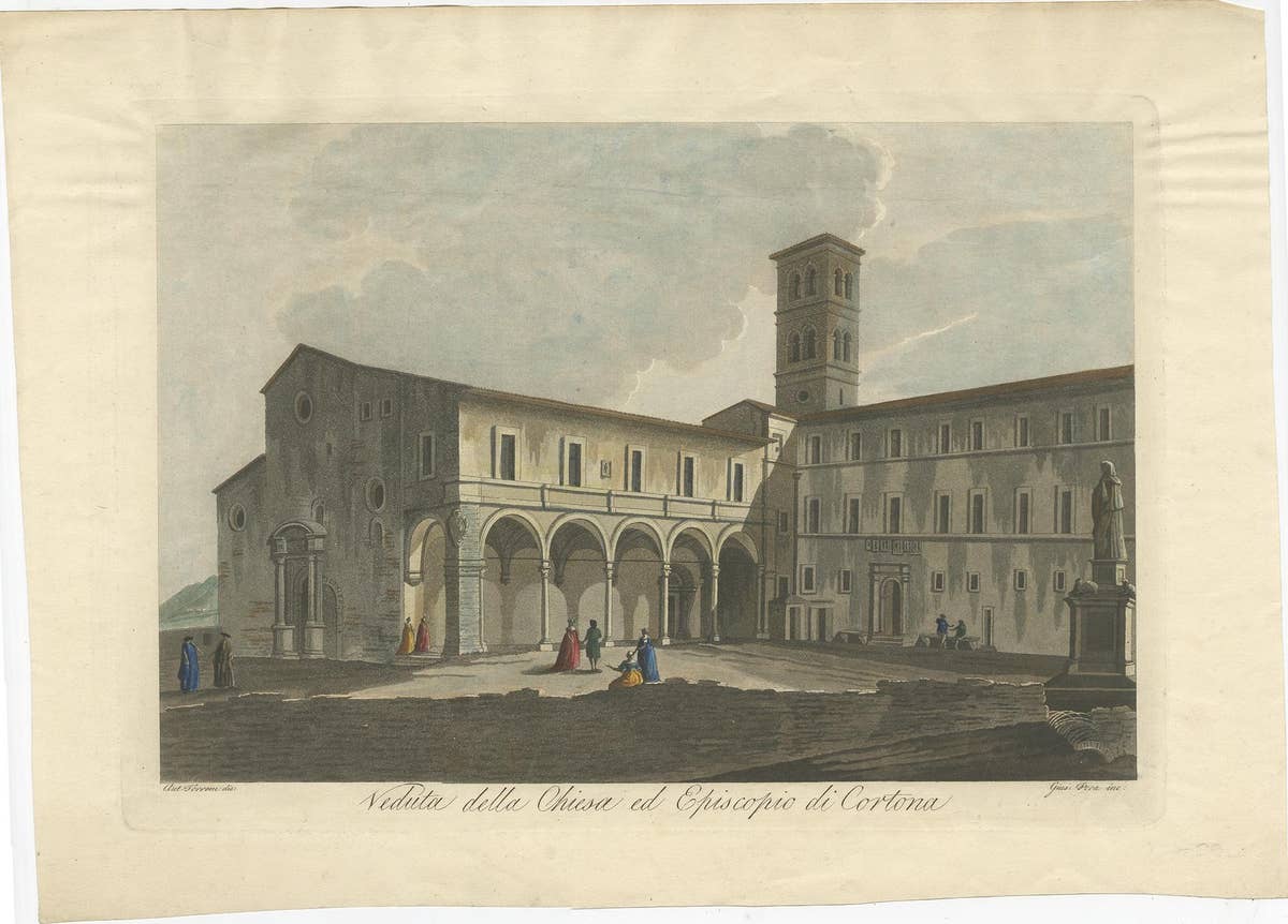 View of the Church of Cortona, a Town and Comune Arezzo, in Tuscany, Italy, 1800
