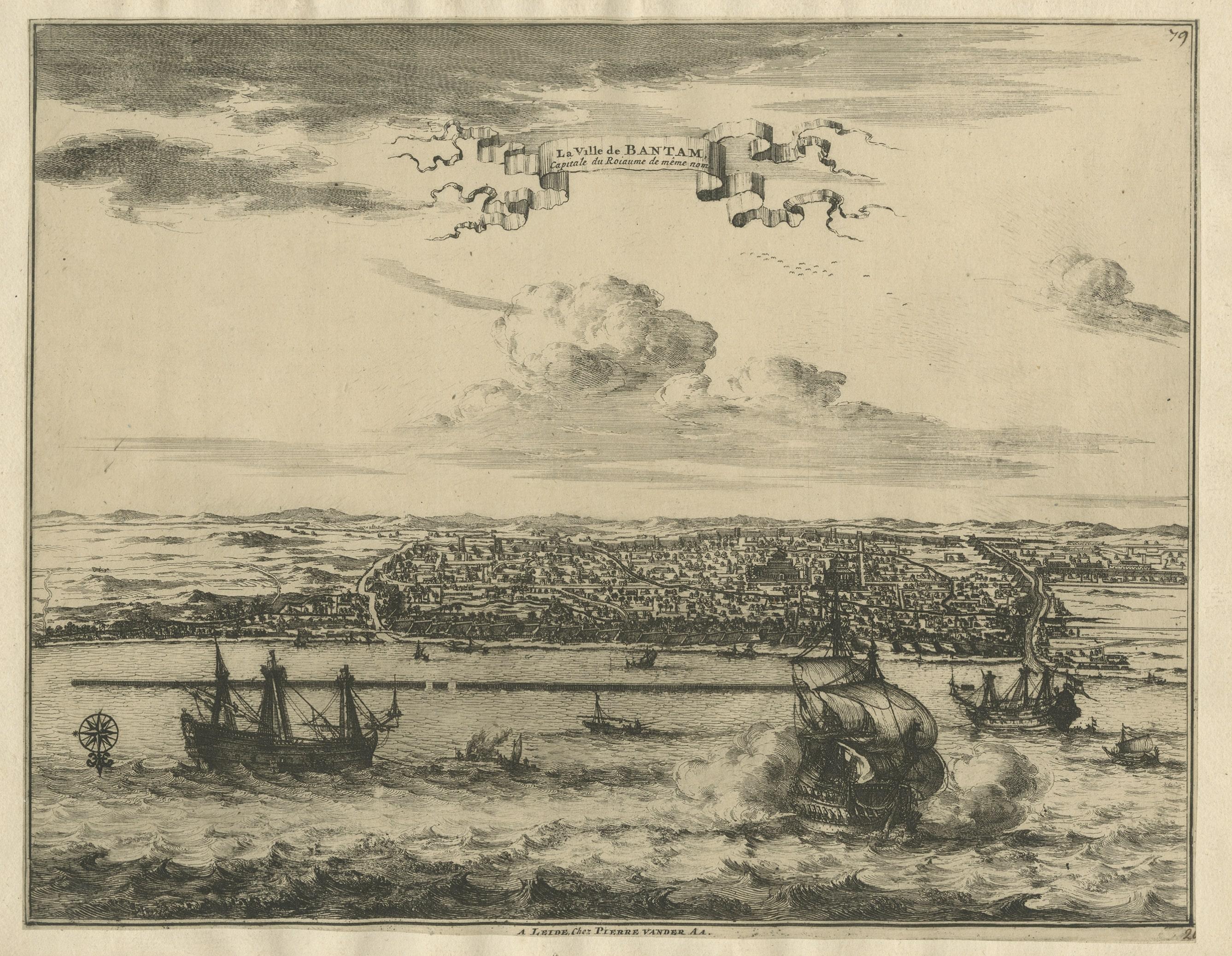 View of the City Banten ou Bantam près de l'extrémité occidentale de Java, Indonésie, vers 1725 Bon état - En vente à Langweer, NL