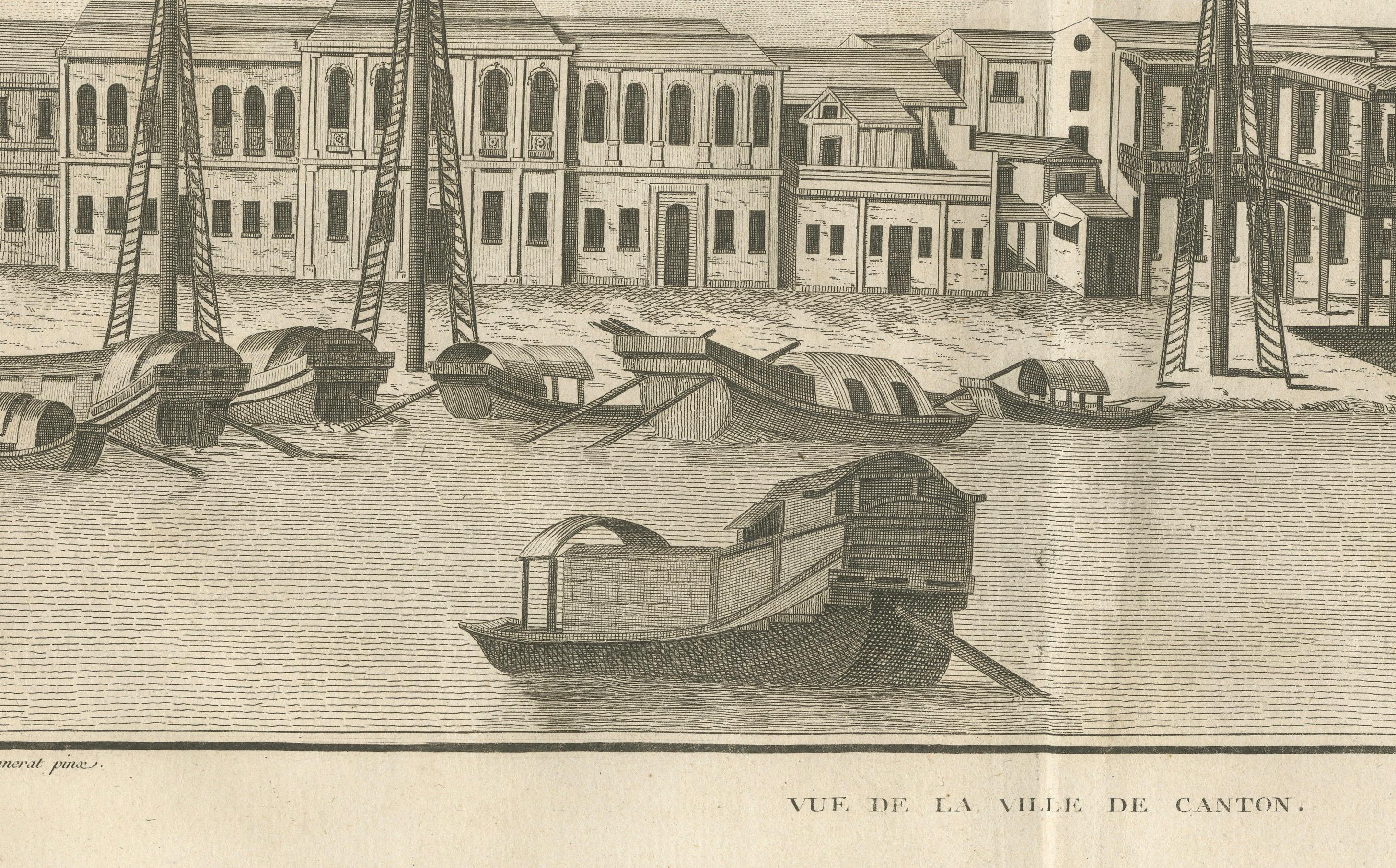 Vista de la ciudad de Cantón (Guangzhou) con fábricas extranjeras, 1806 Francés en venta