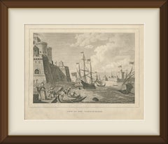 View of the Dardanelles, Ottoman Fortress, Antique Engraving, circa 1820