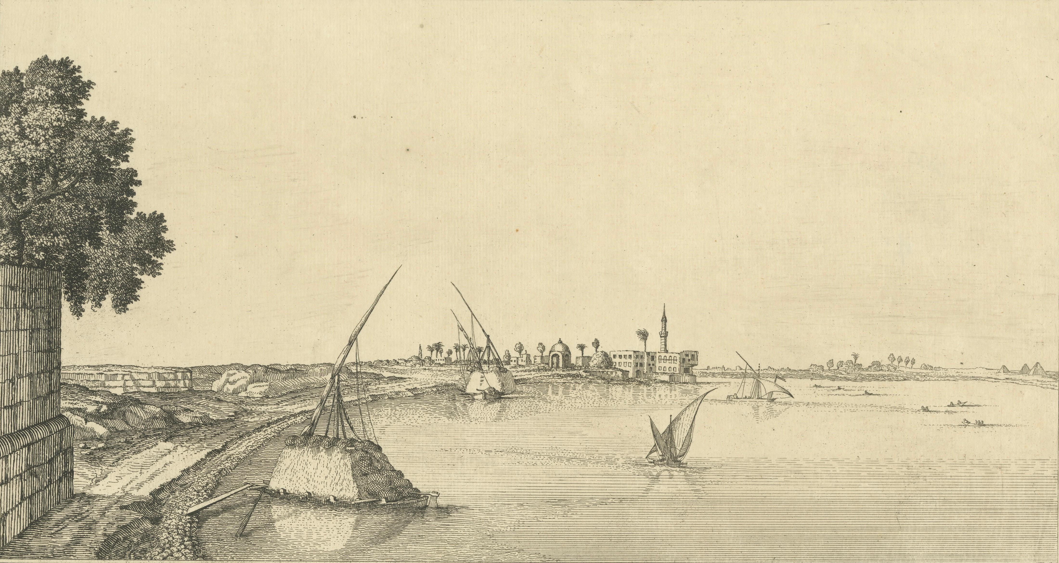 View of the Great Mosque Atter Ennabi, Egypt – Norden Copper Engraving 1755